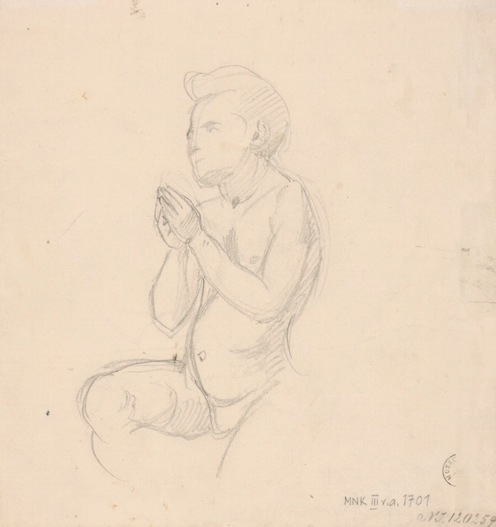 Sketch Of Angel For The Painting The Immaculate Conception Wall Art by Józef Simmler - Canvas Print