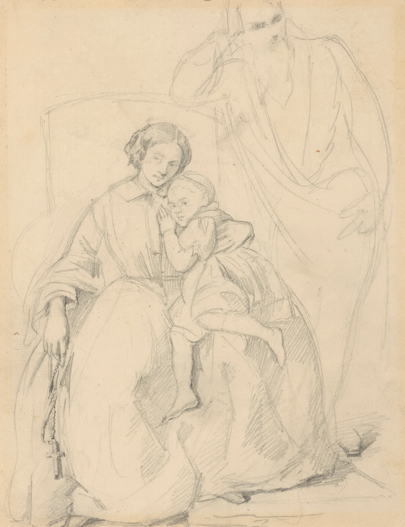 Sketch Of Catherine Jagiellon With Son Sigismund And John Grand Duke Of Finland To The Painting Catherine Jagiellon In Gripsholm Prison Wall Art by Józef Simmler - Canvas Print