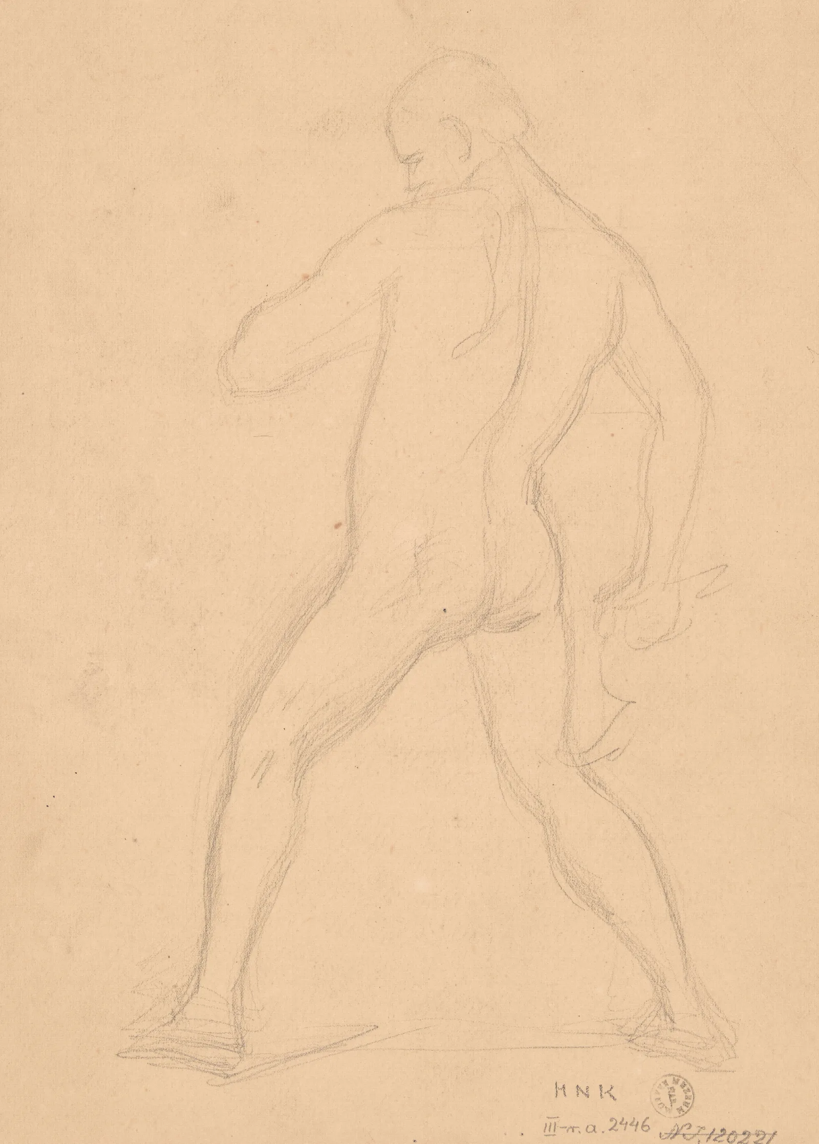 Sketch Of Nude Male To The Painting Martyrdom Of St Matthias Wall Art by Józef Simmler - Canvas Print