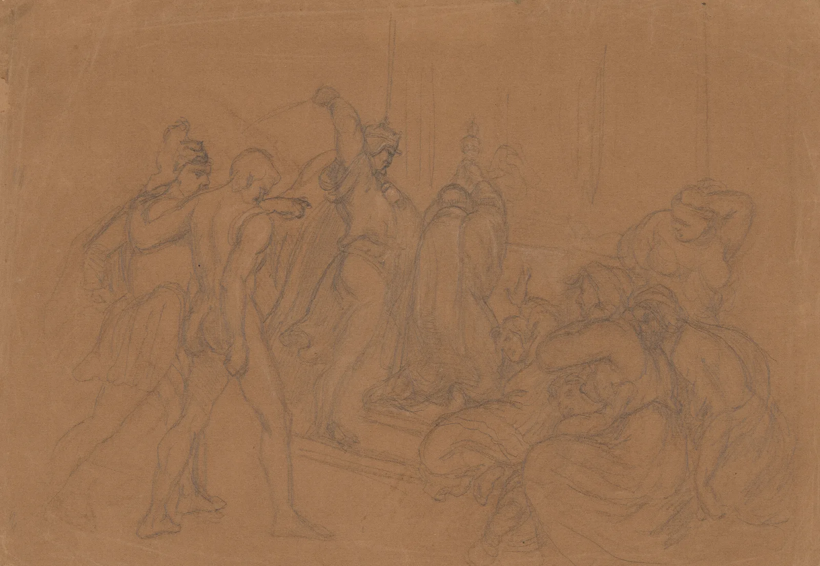 Sketch Of The Composition Martyrdom Of St Stanislaus Wall Art by Józef Simmler - Canvas Print