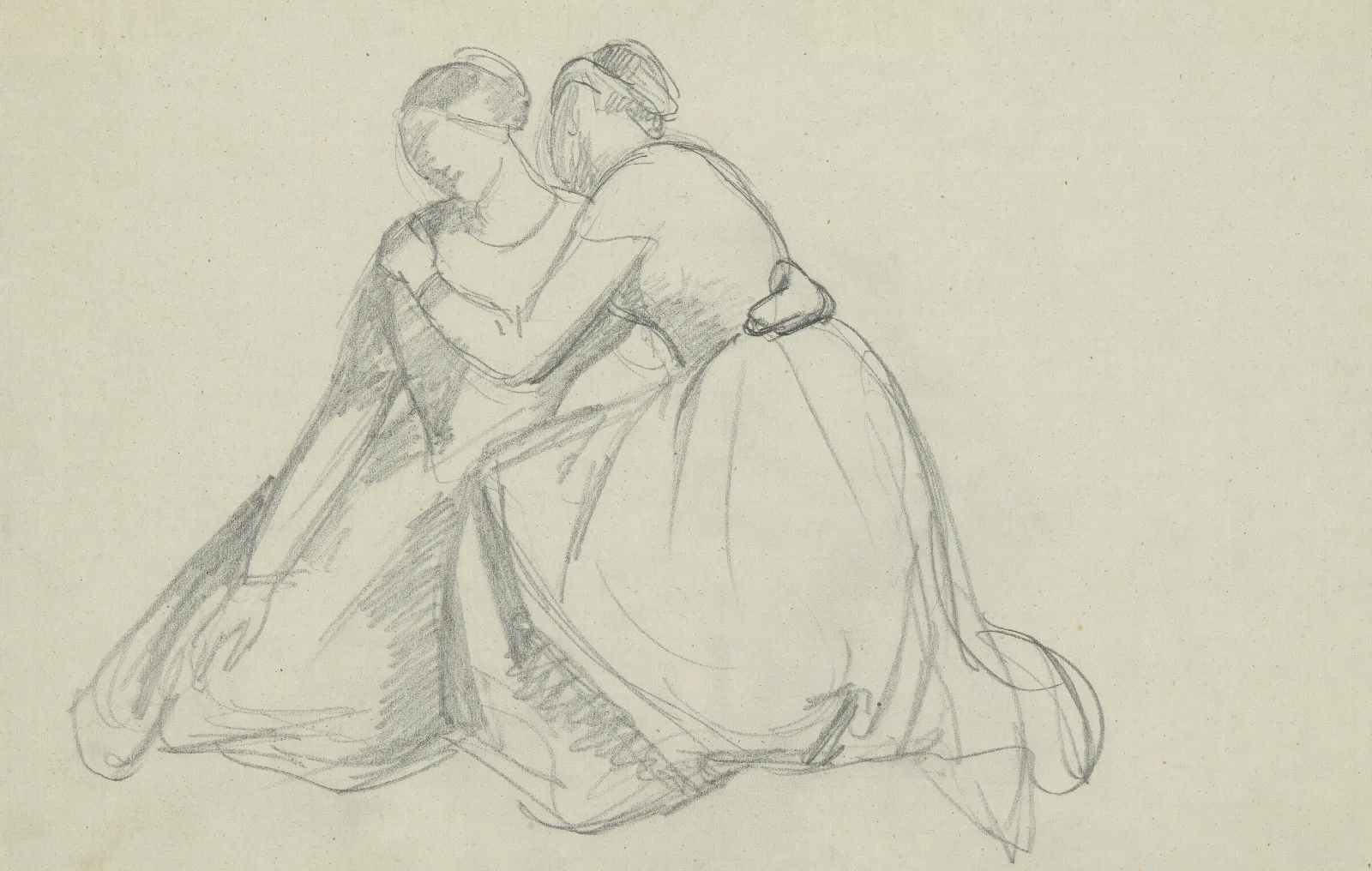 Sketch Of The Group Of The Virgin Mary And Mary Magdalene To The Painting Entombment Wall Art by Józef Simmler - Canvas Print