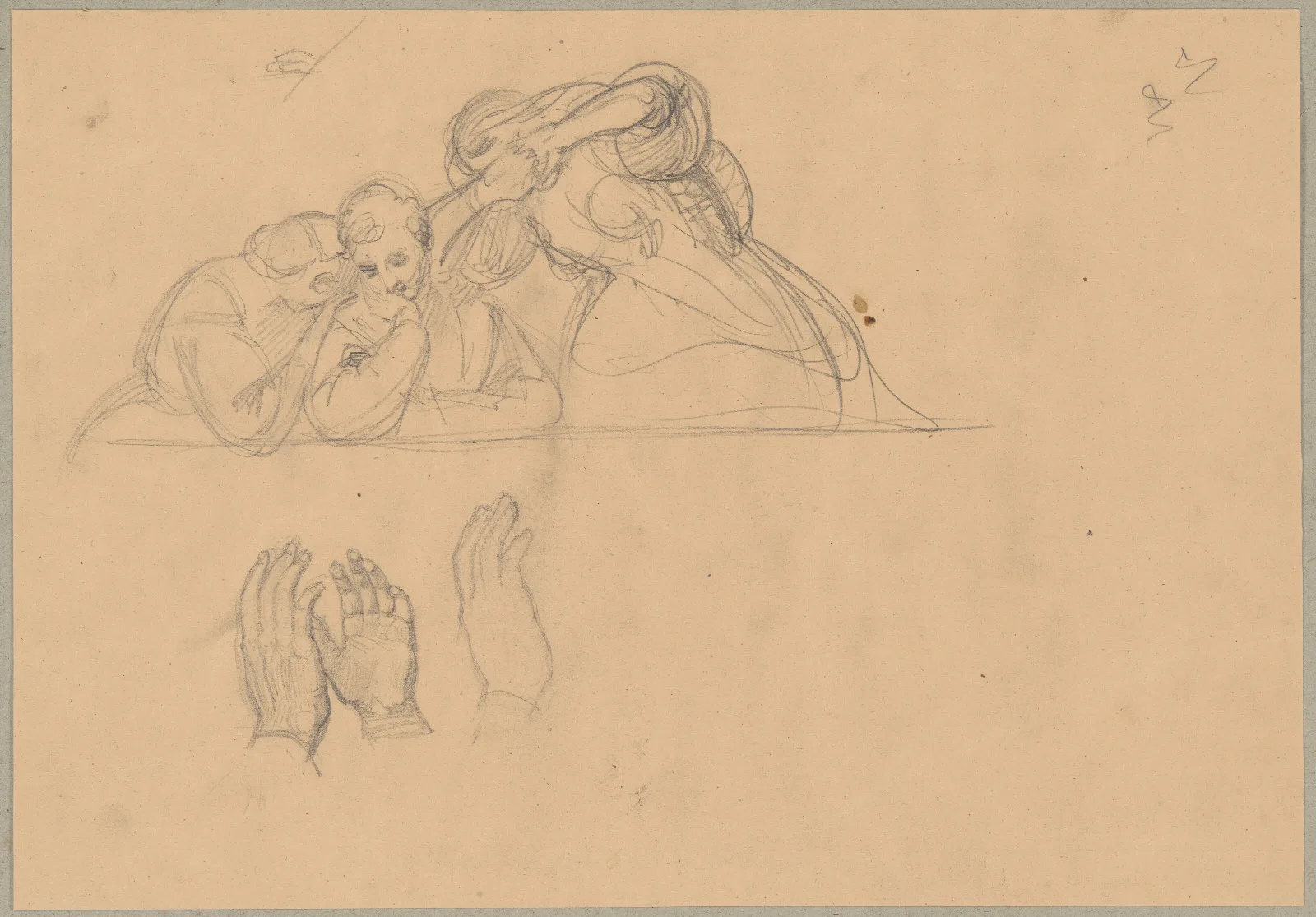 Sketch Of The Group Of Witnesses To The Death Of St Matthias To The Painting Martyrdom Of St Matthias Wall Art by Józef Simmler - Canvas Print
