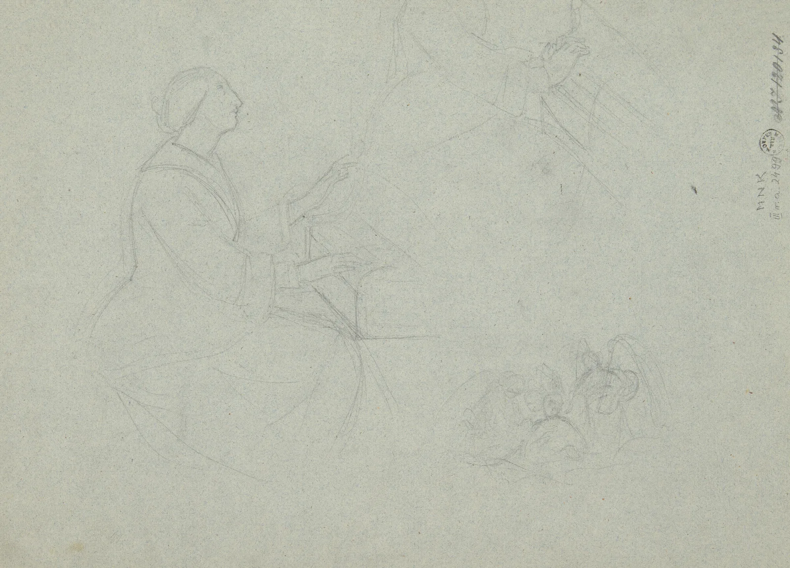 Sketch To The Figure Of St Cecilia Wall Art by Józef Simmler - Canvas Print