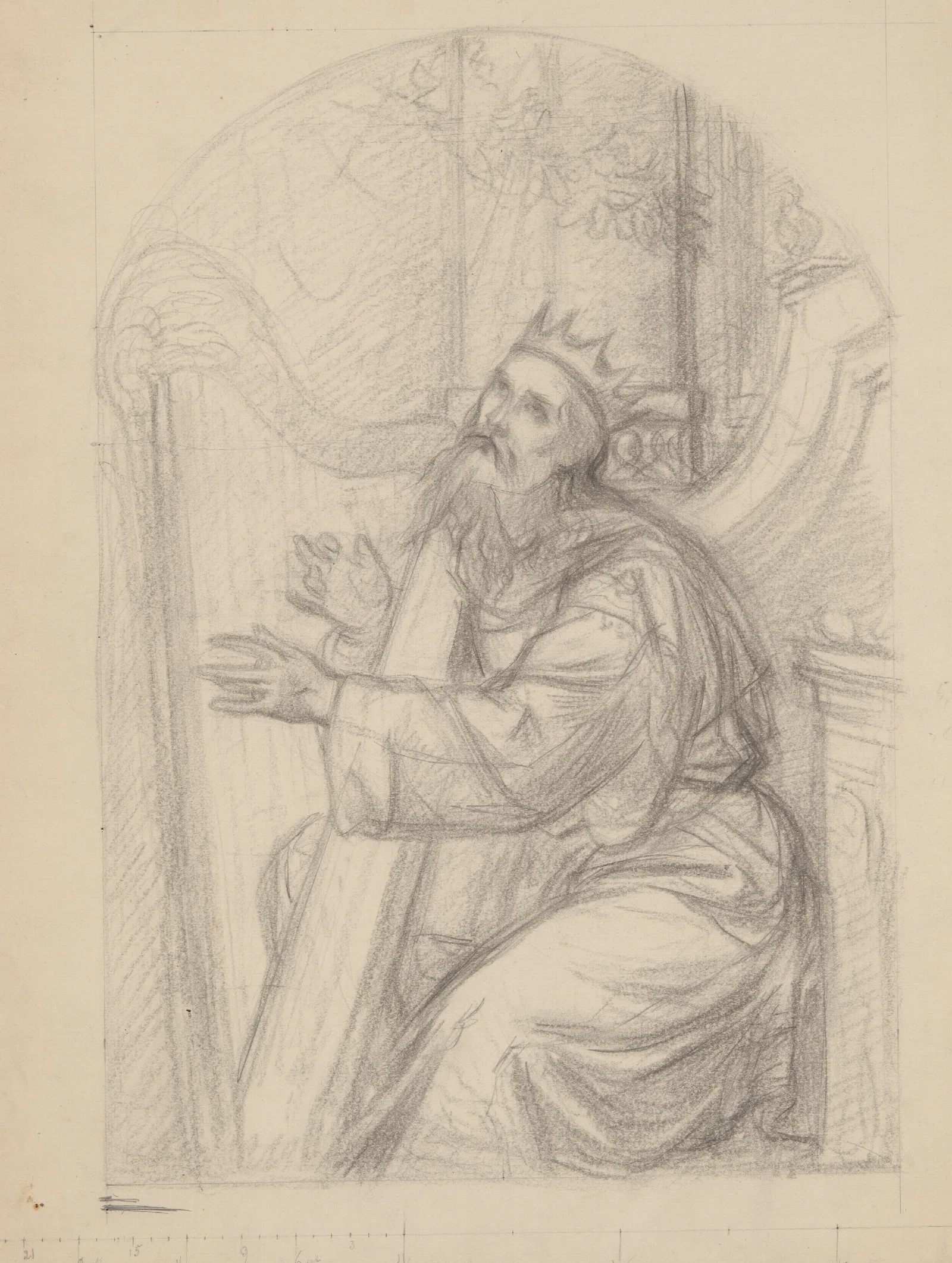Sketch To The Painting King David Playing The Harp Wall Art by Józef Simmler - Canvas Print