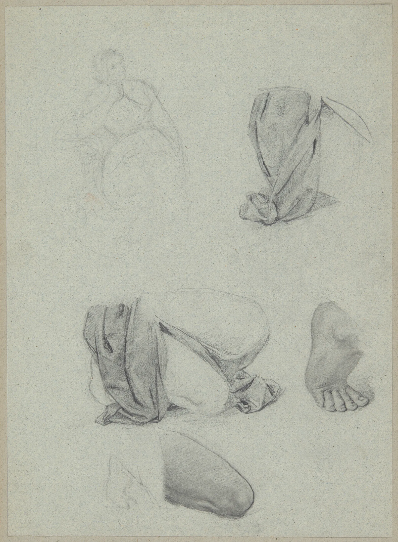 Sketch To The Portrait Of Jadwiga Luszczewska Deotyma And Studies Of Fragments Of A Kneeling Figure Wall Art by Józef Simmler - Canvas Print
