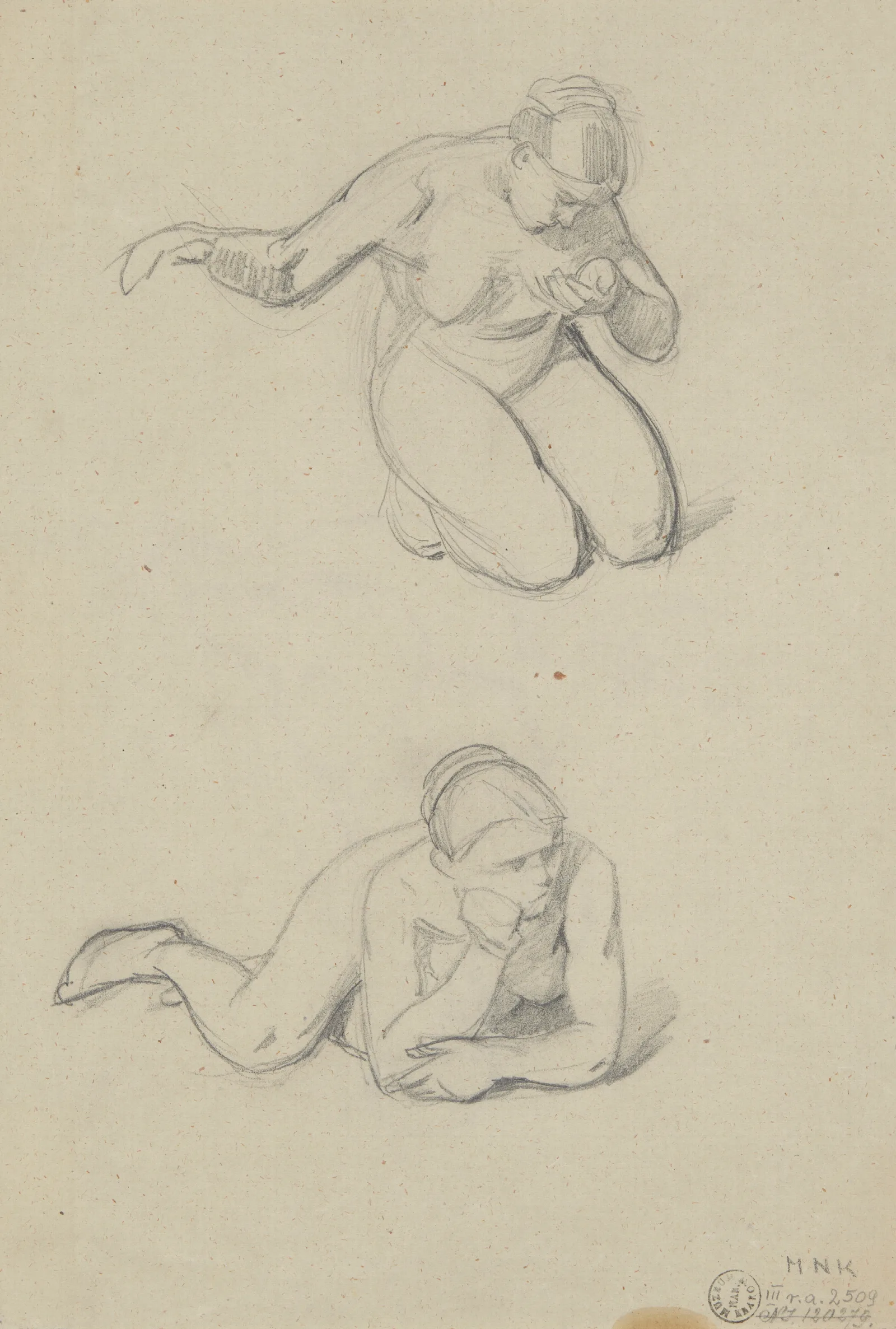 Sketches Of A Nude Female Wall Art by Józef Simmler - Canvas Print