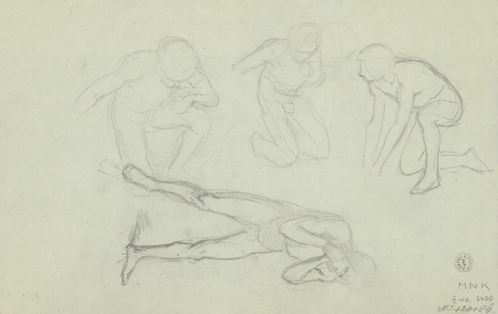 Sketches Of Nude Males In Various Poses Wall Art by Józef Simmler - Canvas Print