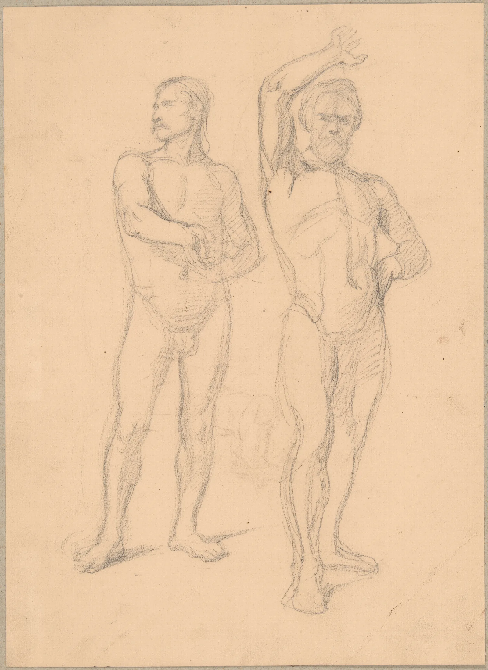Sketches Of Nude Males To The Painting Martyrdom Of St Matthias Wall Art by Józef Simmler - Canvas Print