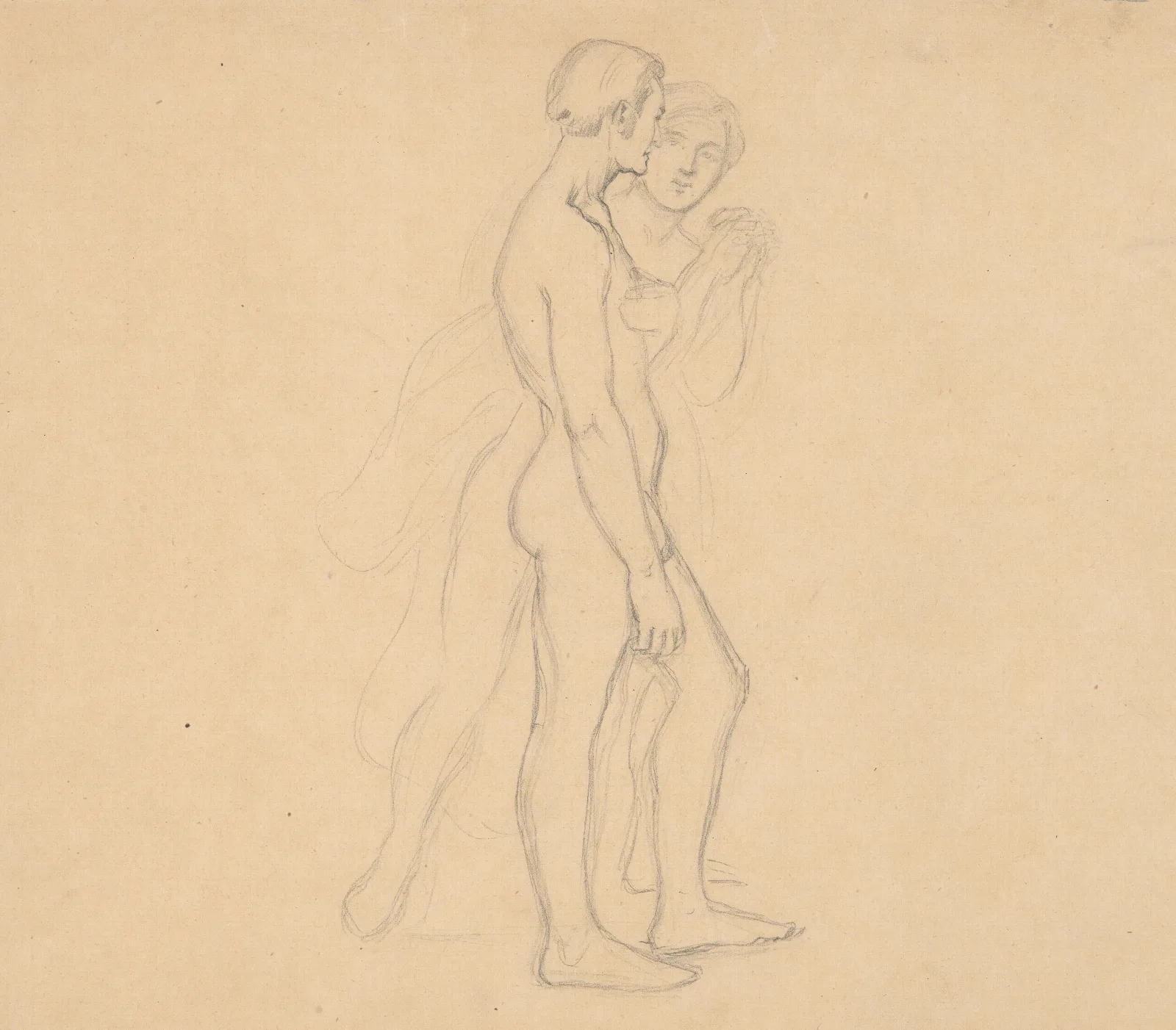 Sketches Of Two Nude Males Wall Art by Józef Simmler - Canvas Print