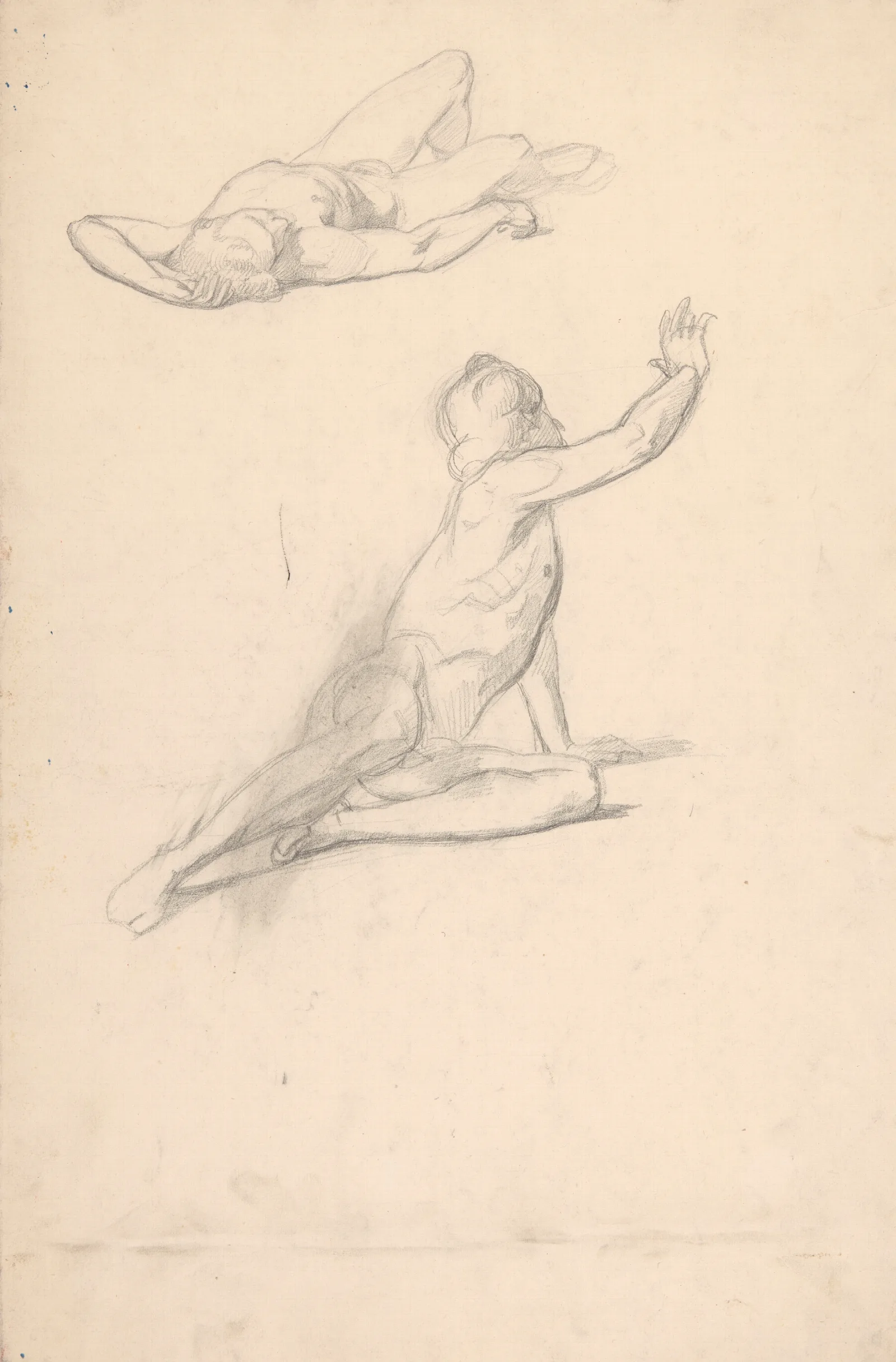 Sketches Of Two Nude Males 2 Wall Art by Józef Simmler - Canvas Print