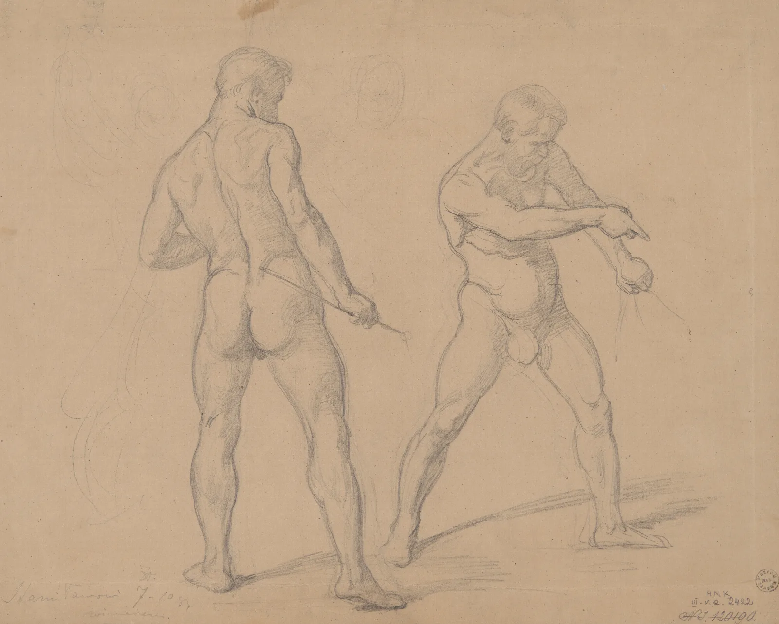 Studies Of Nude Males To The Painting Martyrdom Of St Josaphat Kuntsevych Wall Art by Józef Simmler - Canvas Print