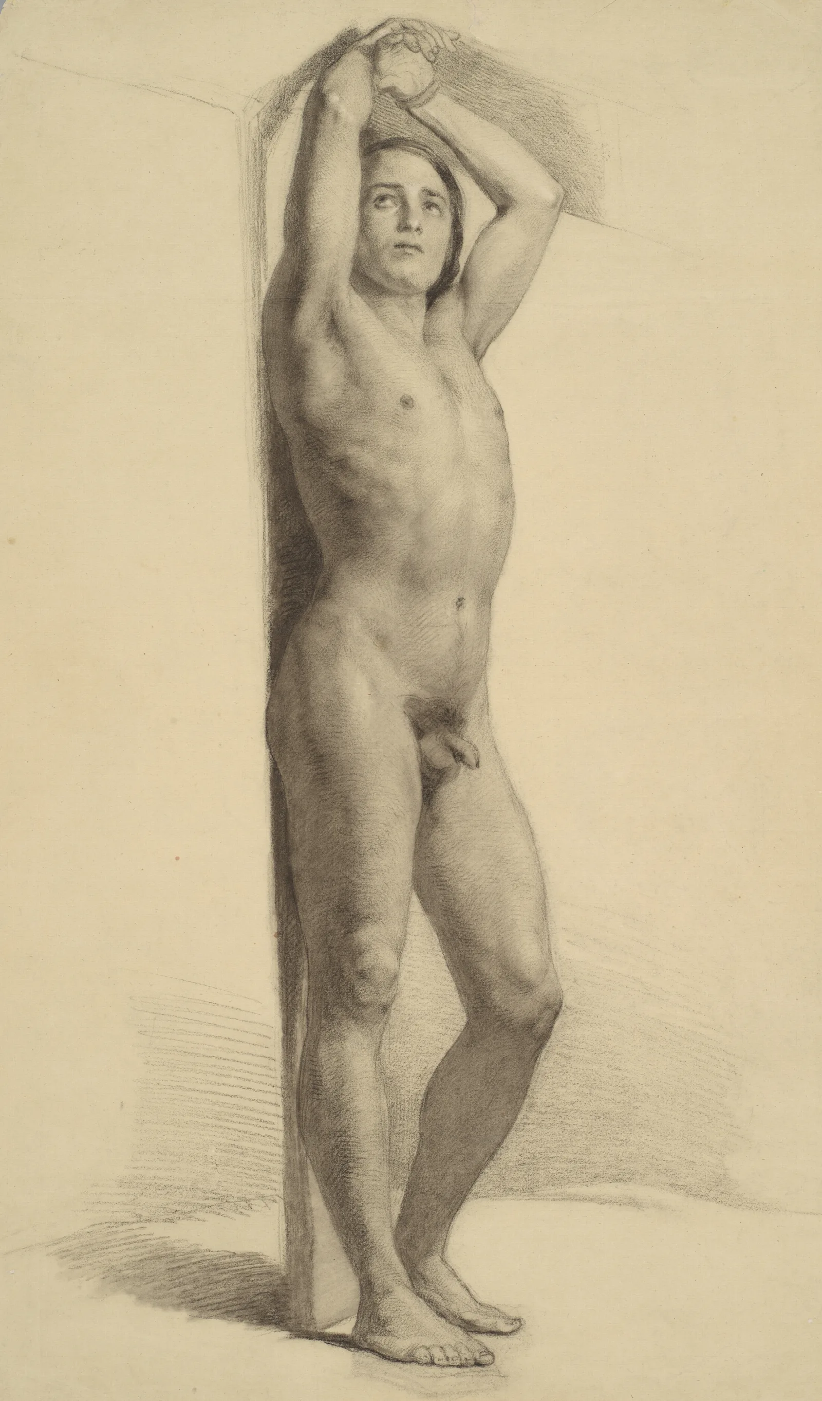 Study Of A Nude Male To The Figure Of St Sebastian Wall Art by Józef Simmler - Canvas Print