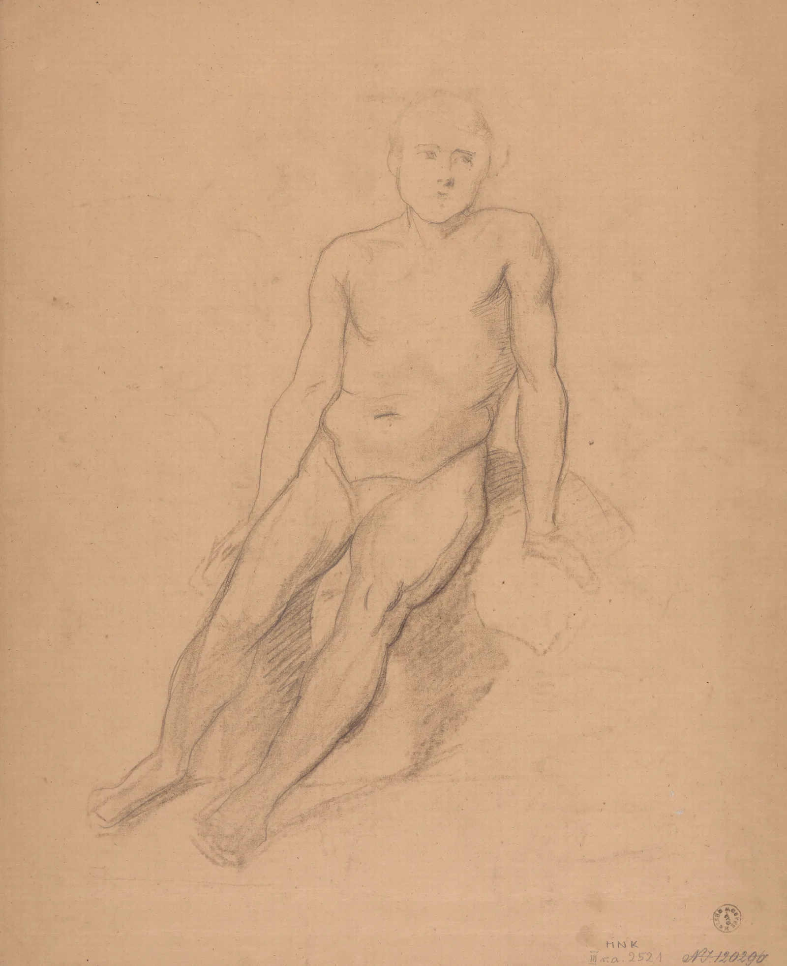 Study Of A Nude Male 5 Wall Art by Józef Simmler - Canvas Print