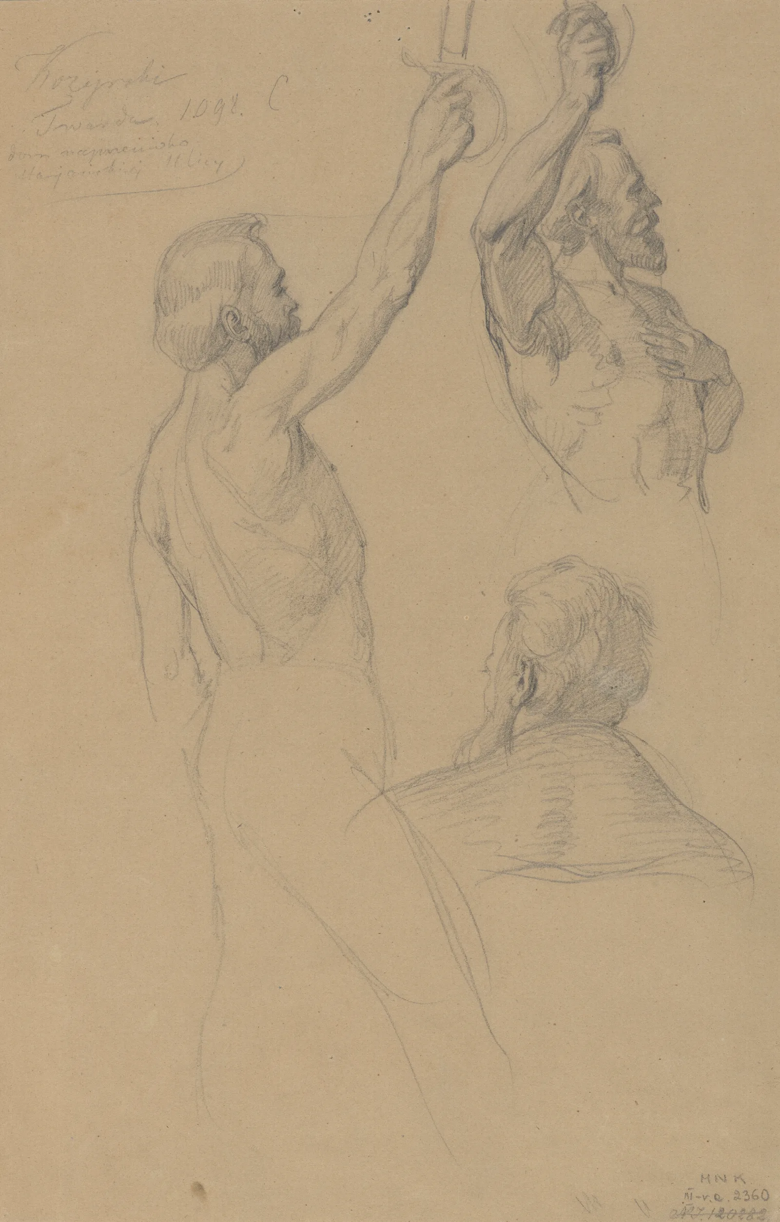 Study Of Figures For The Painting Queen Jadwigas Oath Wall Art by Józef Simmler - Canvas Print