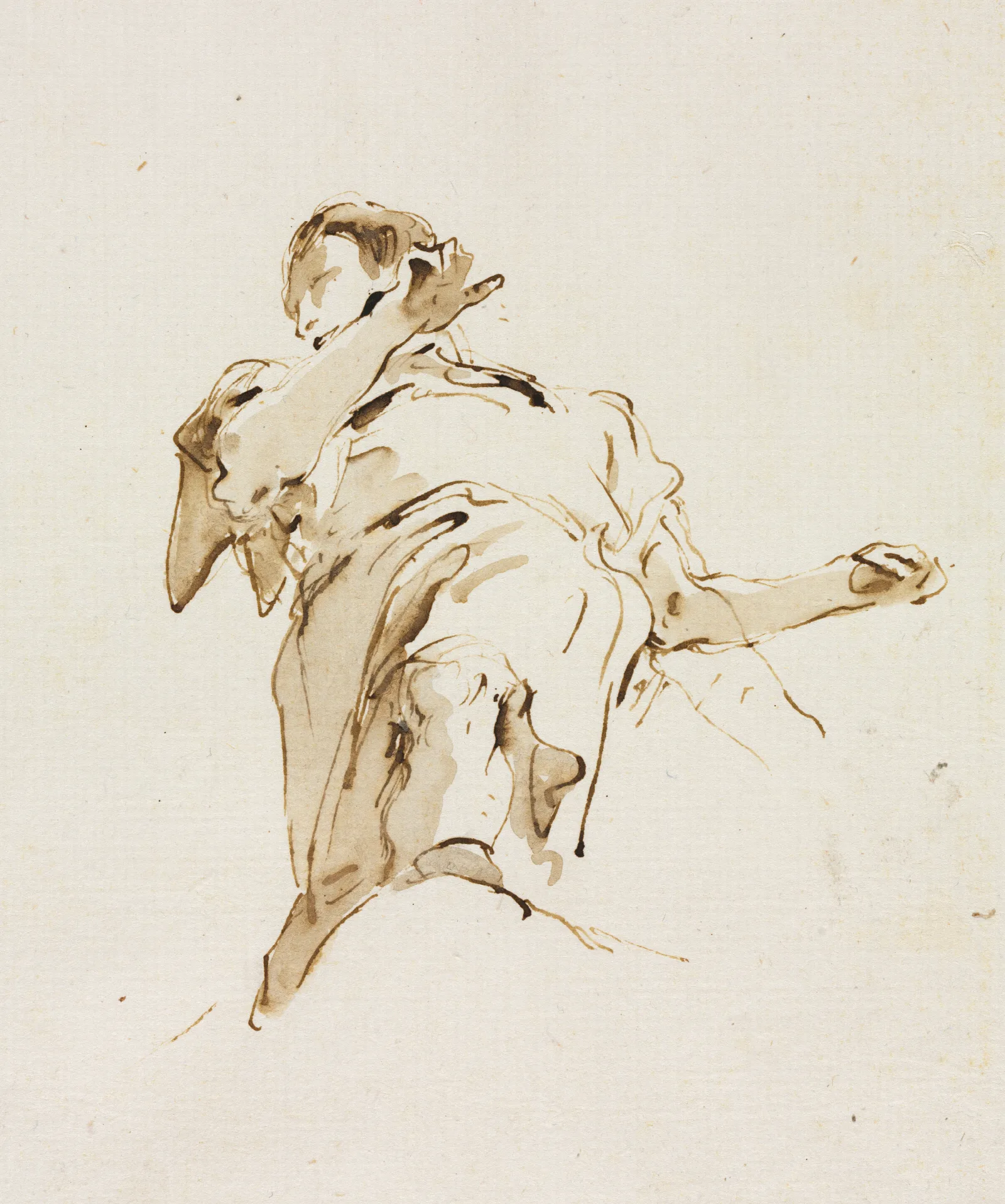 Male Figure Seen From Below Wall Art by Giovanni Battista Tiepolo - Canvas Print
