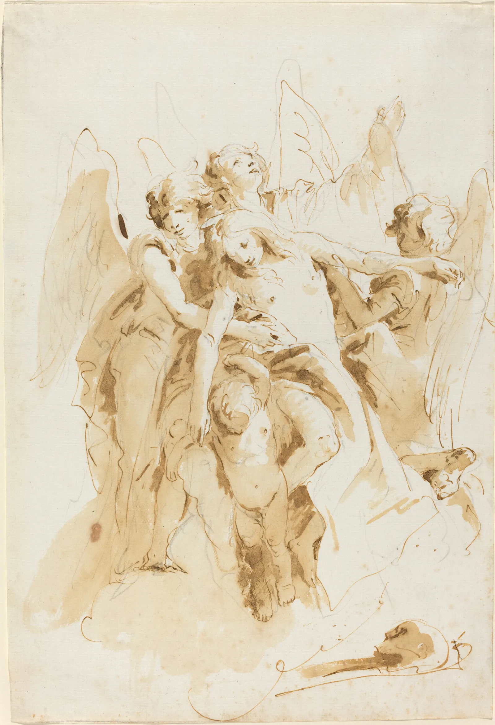 Saint Mary Magdalene Lifted By Angels Wall Art by Giovanni Battista Tiepolo - Canvas Print