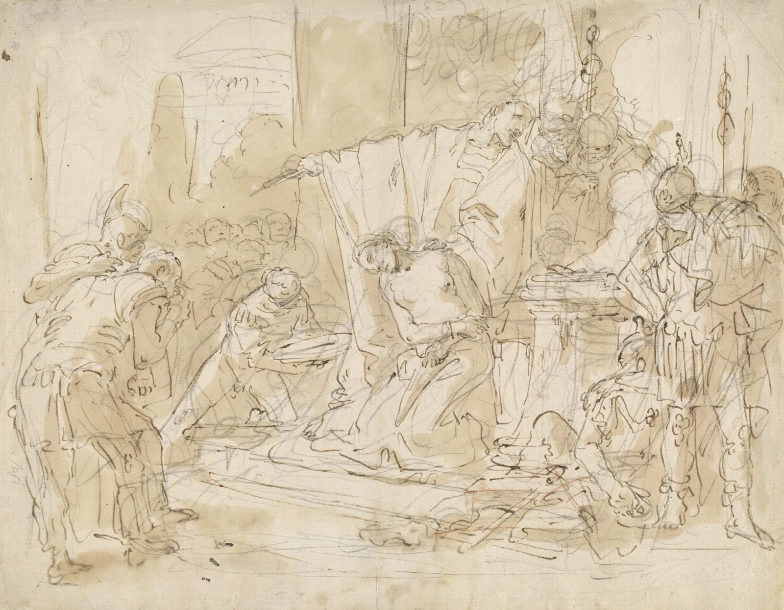 The Sacrifice Of Iphigenia Recto Study Of A Male Nude Verso Wall Art by Giovanni Battista Tiepolo - Canvas Print