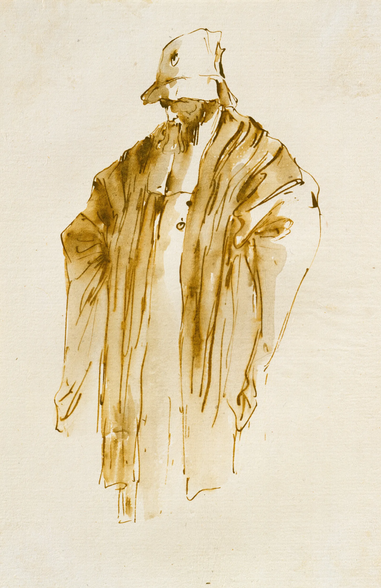 Bearded Man Looking Down To The Left Wall Art by Giovanni Battista Tiepolo - Canvas Print