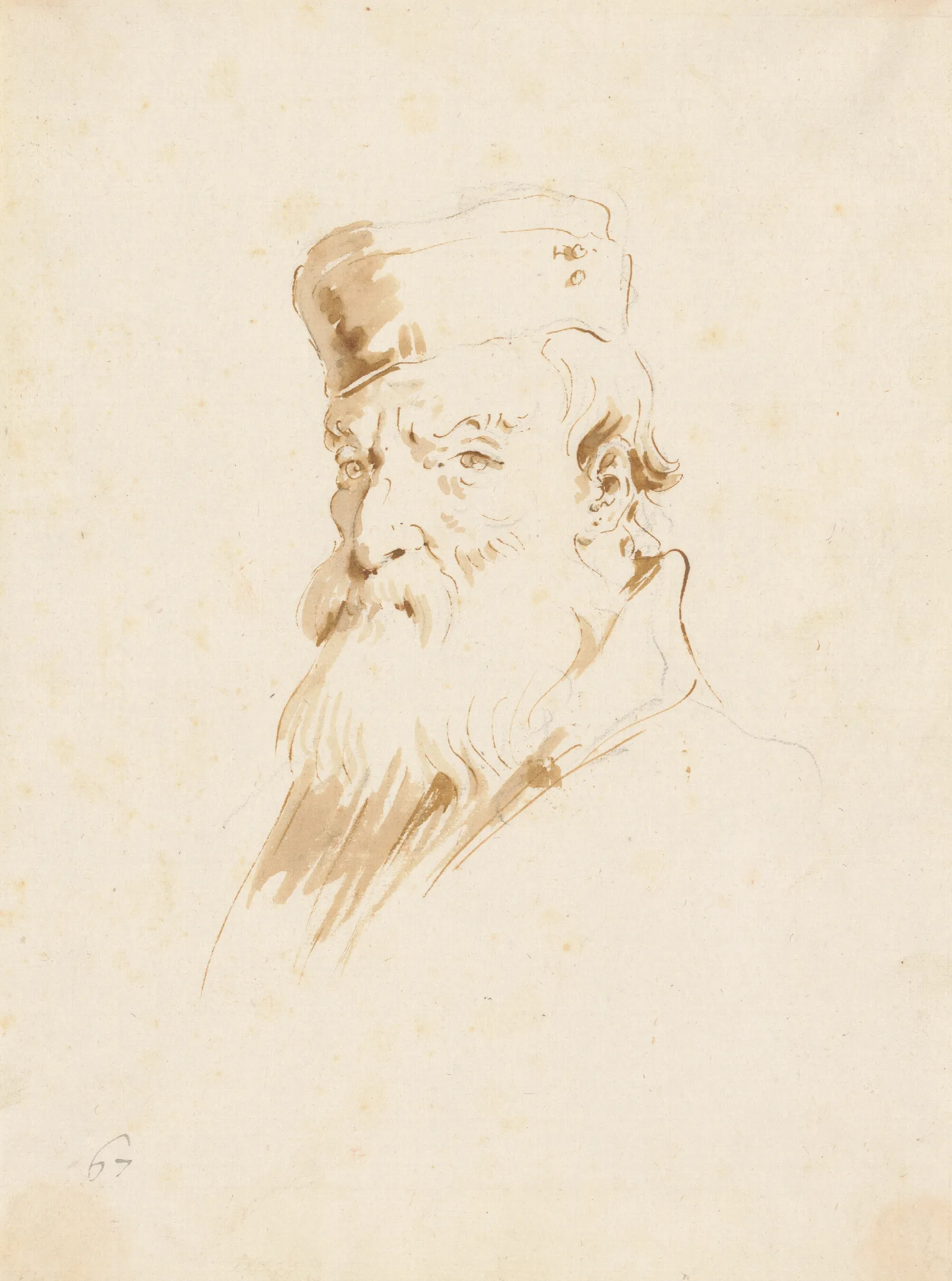 Bearded Man Wearing A Cap Wall Art by Giovanni Battista Tiepolo - Canvas Print
