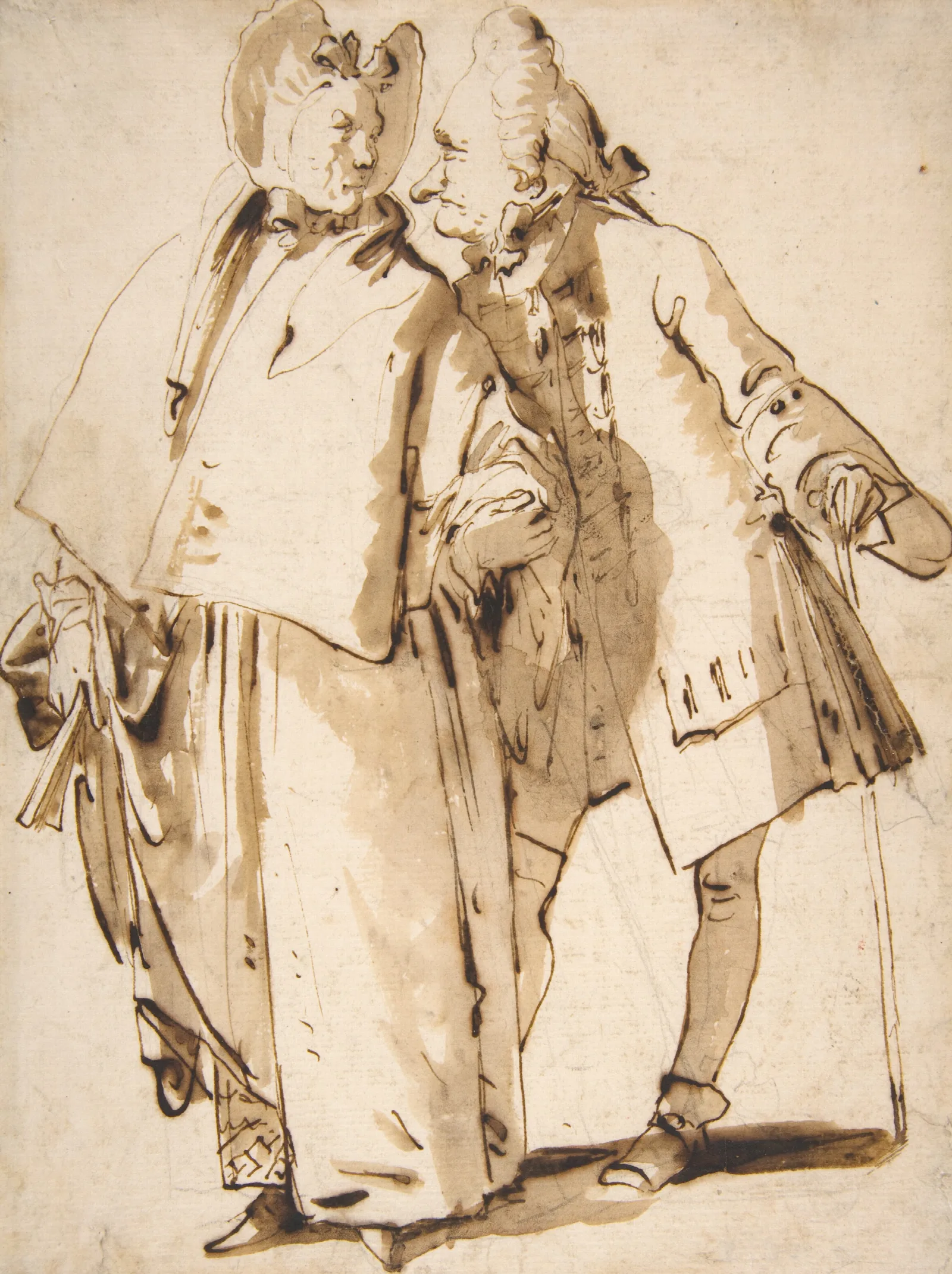 Caricature An Elderly Couple Wall Art by Giovanni Battista Tiepolo - Canvas Print