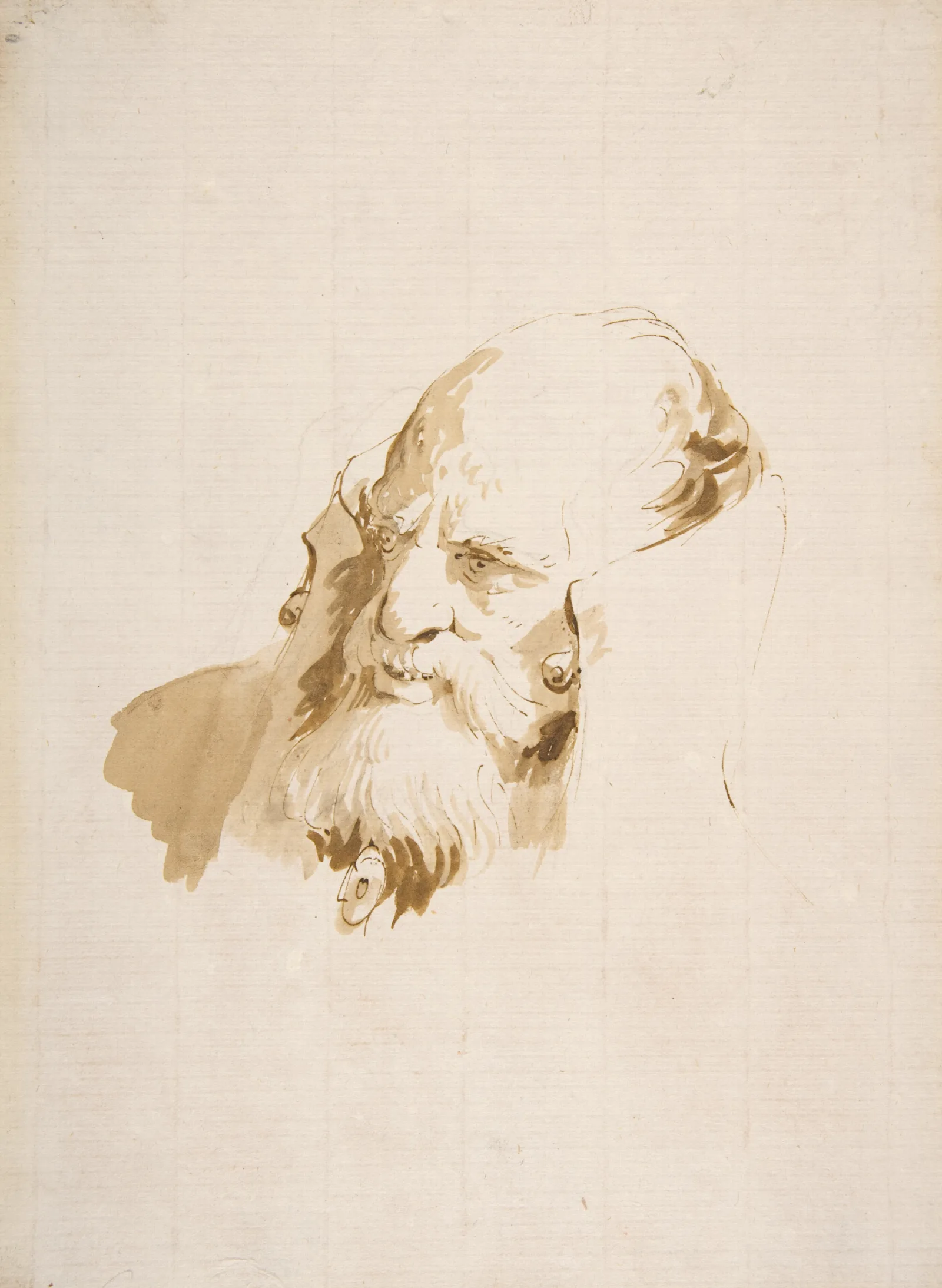 Head Of A Man Wearing A High Collar Wall Art by Giovanni Battista Tiepolo - Canvas Print