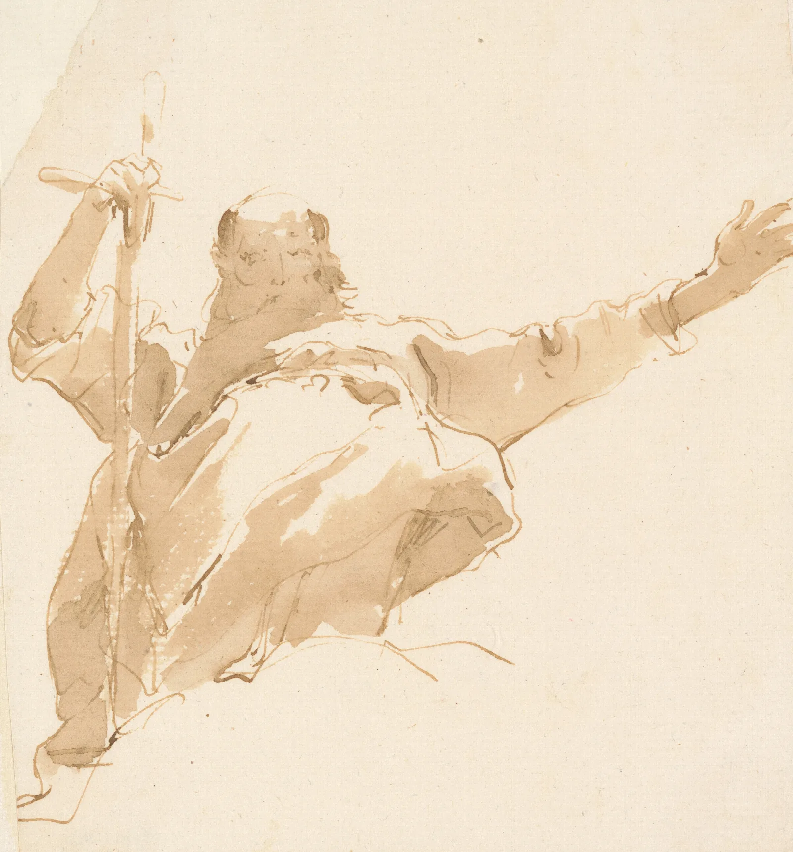 Old Man Holding A Sword His Left Arm Outstretched Wall Art by Giovanni Battista Tiepolo - Canvas Print