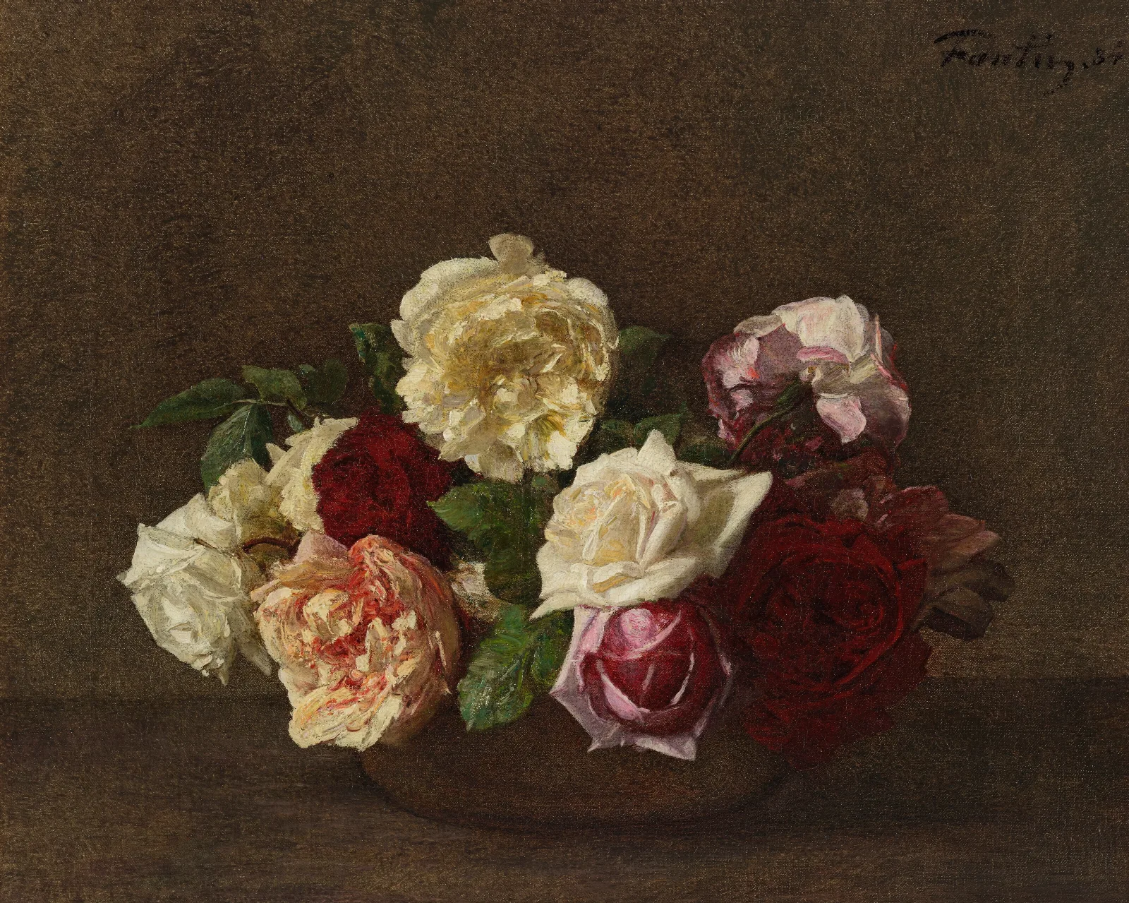 Roses Dans Une Coupe Wall Art by Henri Fantin-Latour - Canvas Print