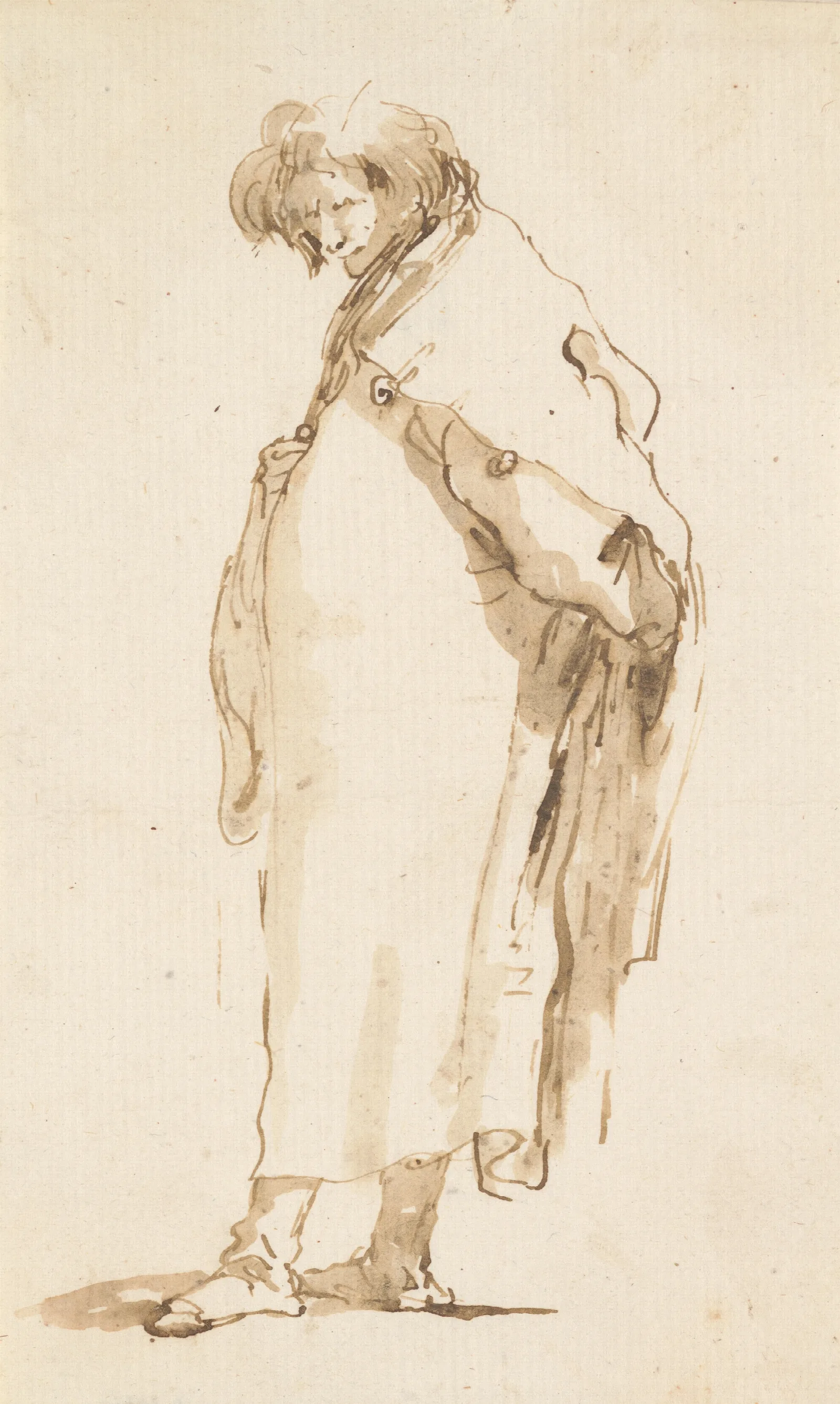 Standing Man Turned To The Left Wall Art by Giovanni Battista Tiepolo - Canvas Print