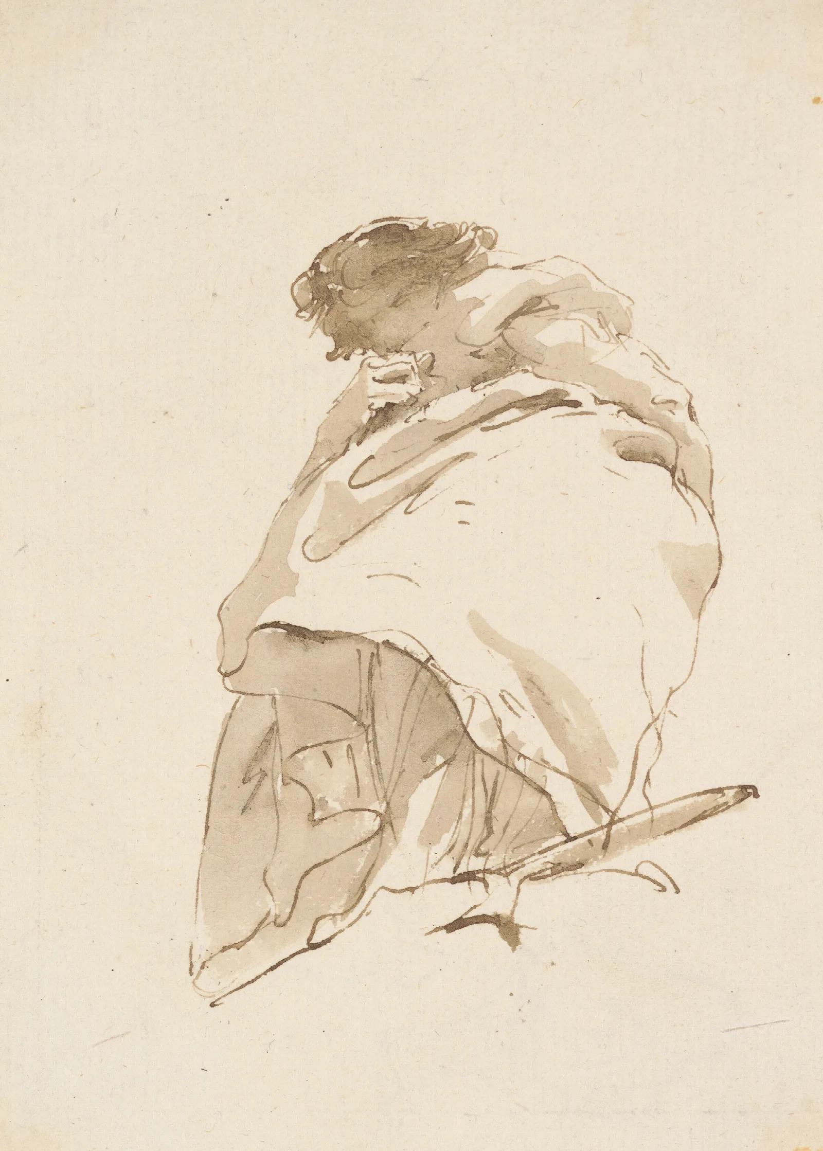 Standing Woman Turned To The Left Wall Art by Giovanni Battista Tiepolo - Canvas Print