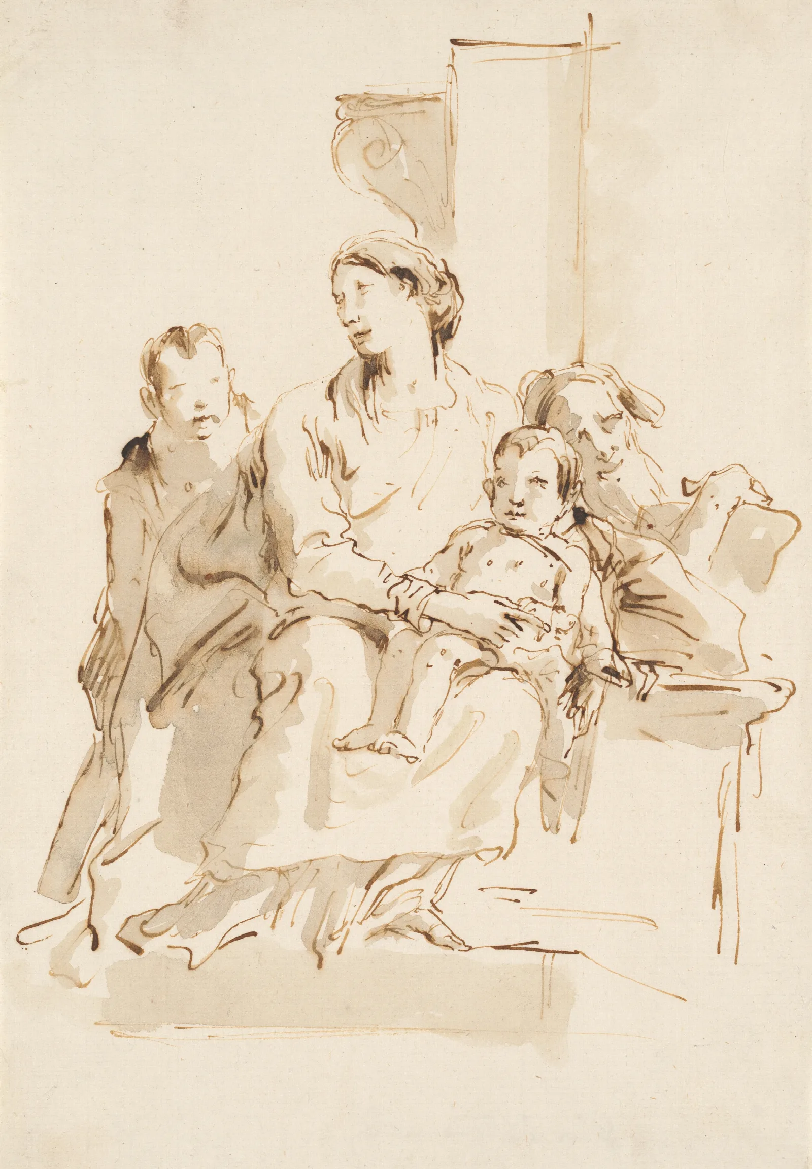 The Holy Family With Saint John Wall Art by Giovanni Battista Tiepolo - Canvas Print