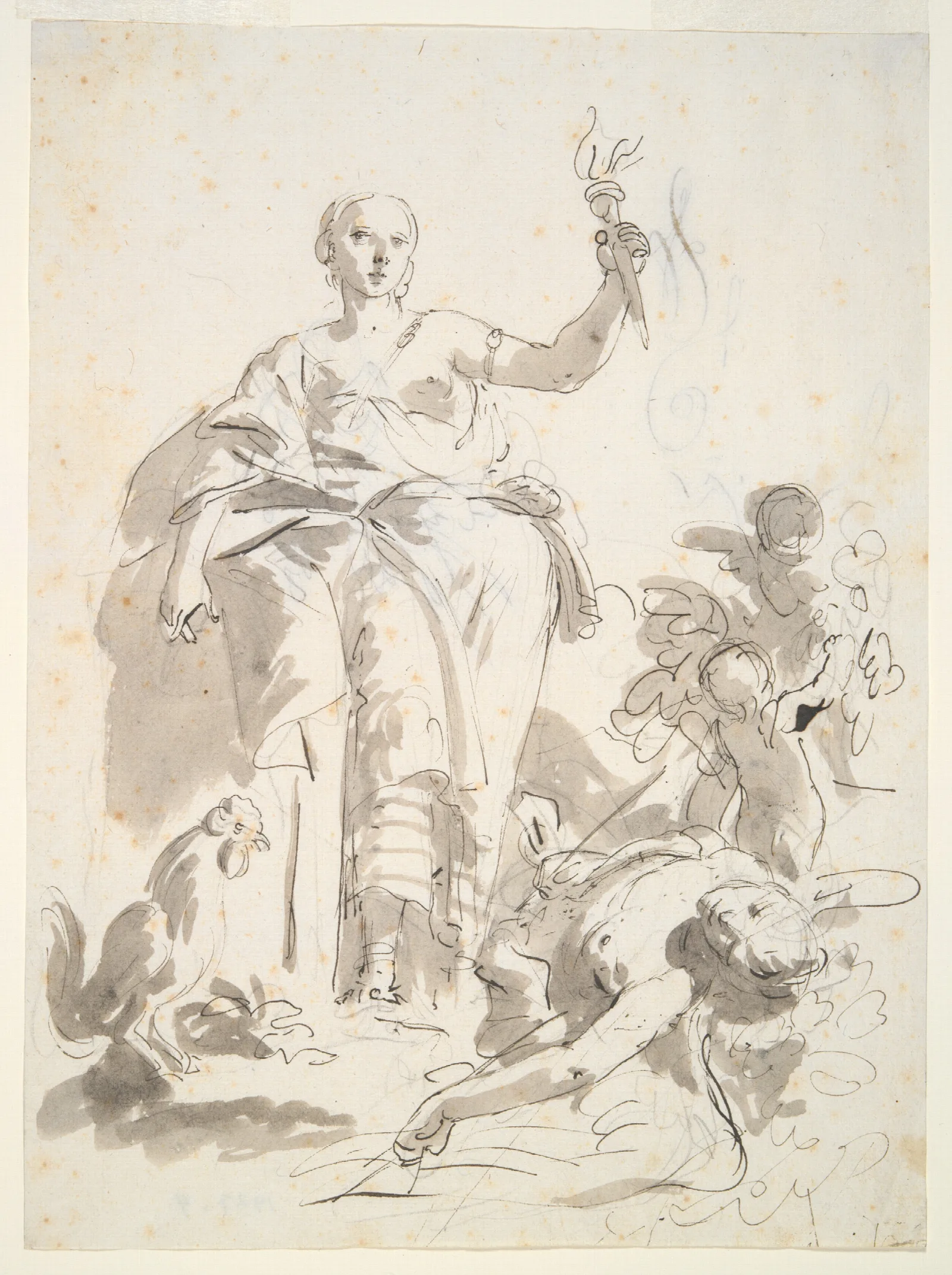 Study For The Fresco Industry Triumphing Over Idleness At The Villa Lochi Al Biron Wall Art by Giovanni Battista Tiepolo - Canvas Print