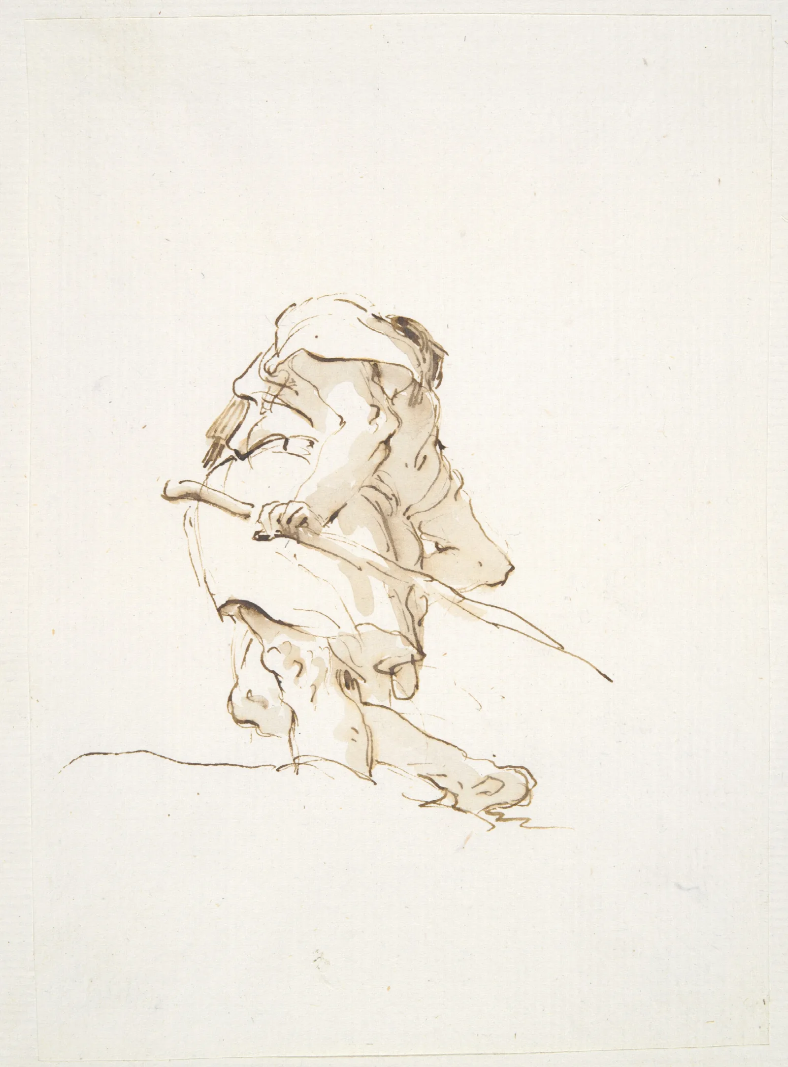 Walking Male Figure Seen From Below Wall Art by Giovanni Battista Tiepolo - Canvas Print