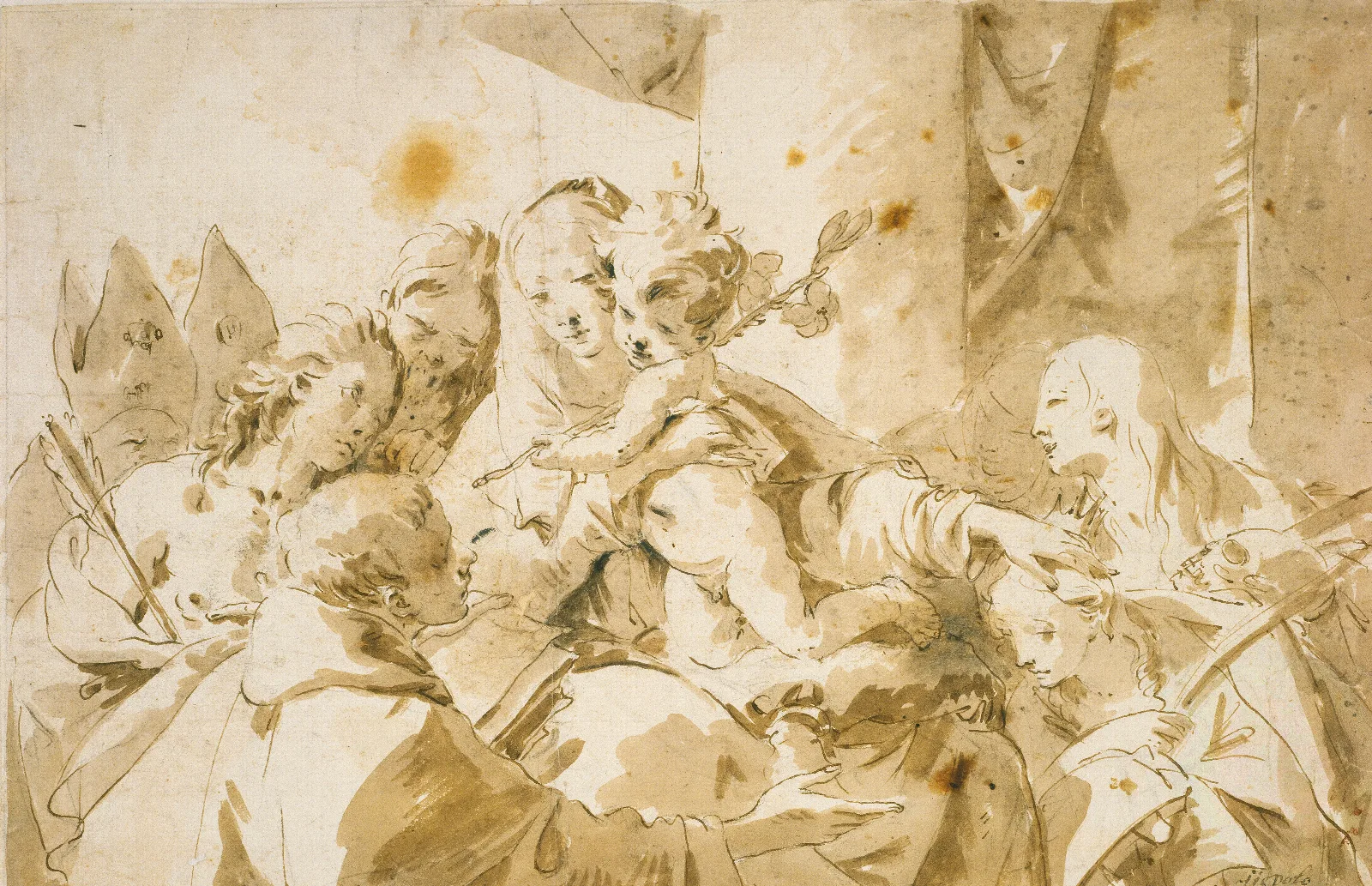 Madonna With Child And Saints Wall Art by Giovanni Battista Tiepolo - Canvas Print