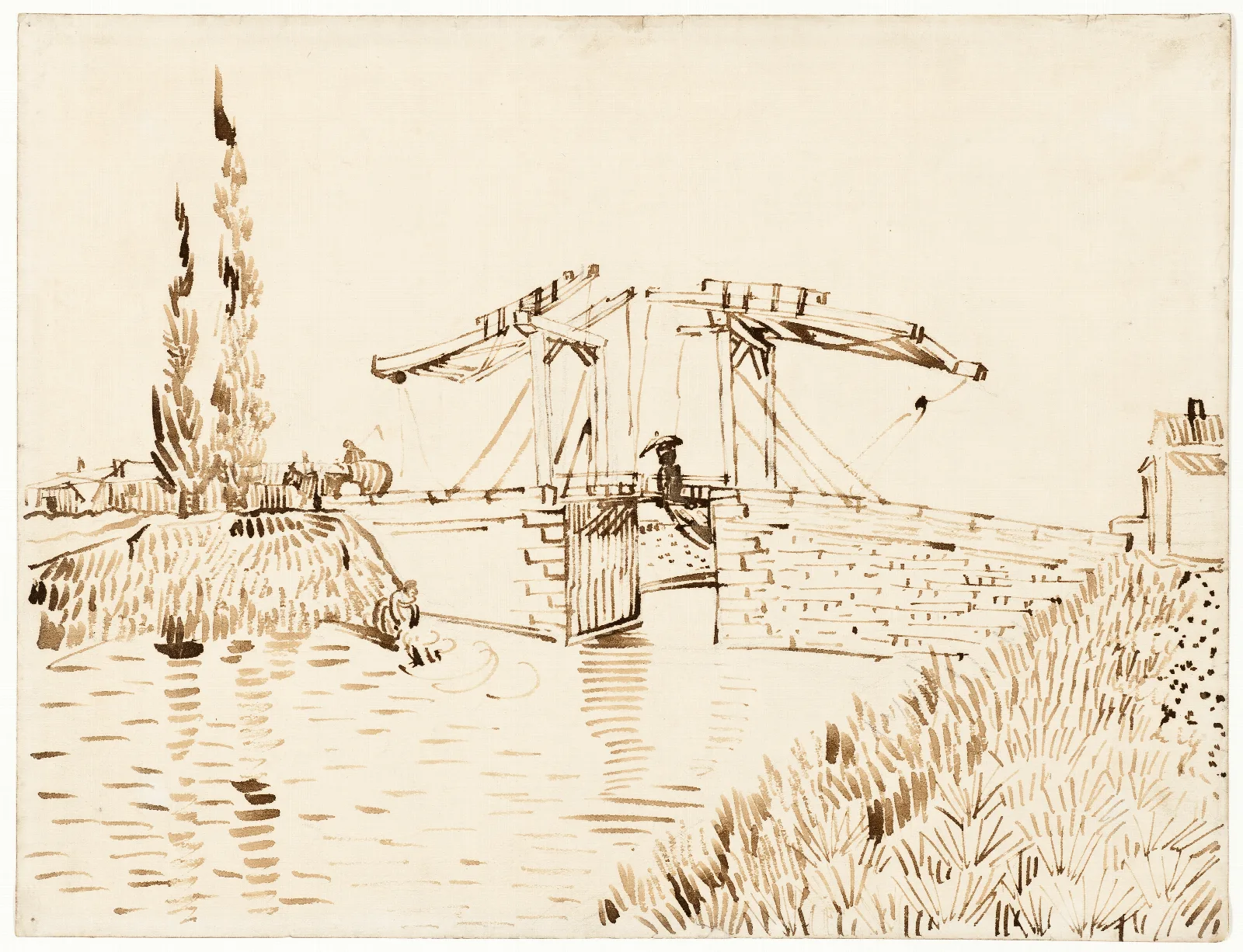 The Langlois Bridge Wall Art by Vincent van Gogh - Canvas Print