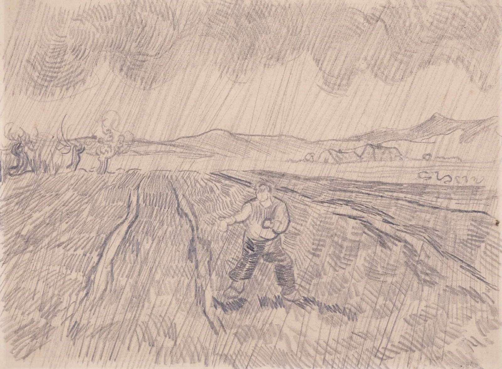 Enclosed Field With A Sower In The Rain Wall Art by Vincent van Gogh - Canvas Print