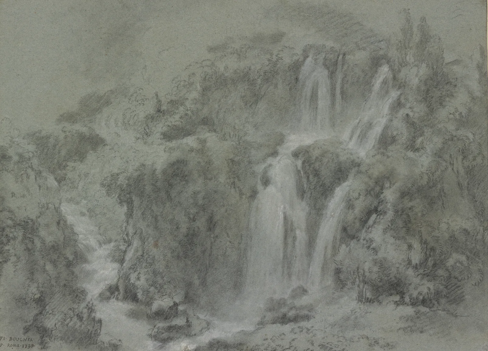 The Waterfalls Of Tivoli 2 Wall Art by François Boucher - Canvas Print