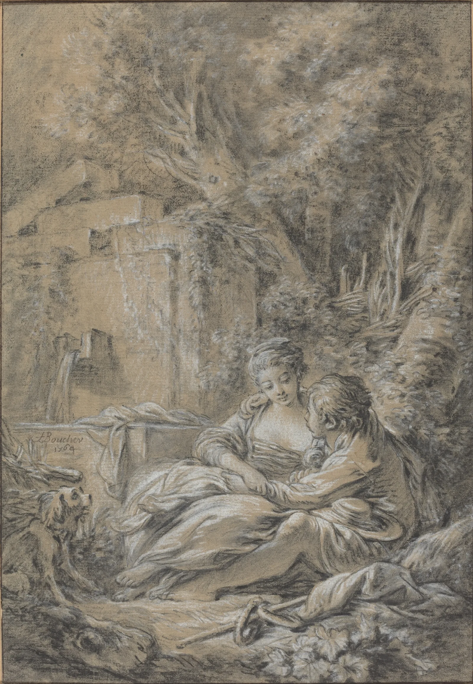 Tete A Tete Wall Art by François Boucher - Canvas Print