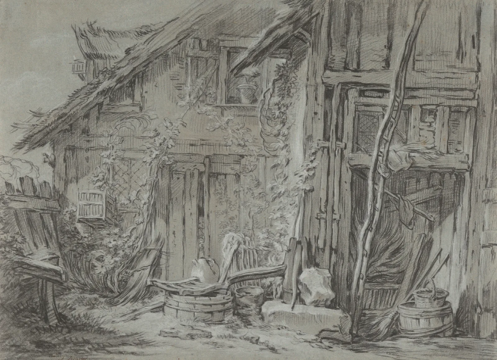 The Dilapidated Farmhouse Wall Art by François Boucher - Canvas Print