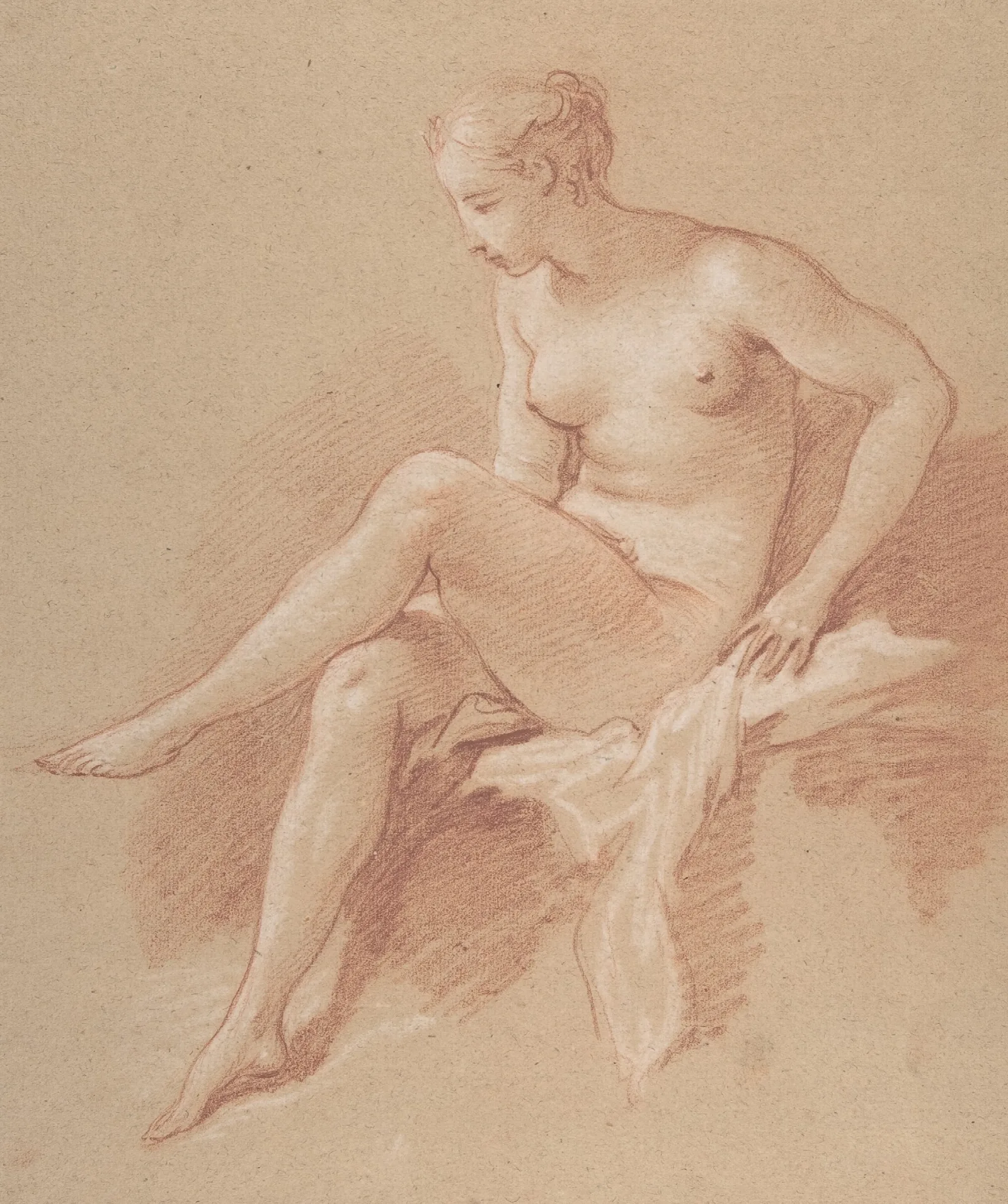 Seated Female Nude 11 Wall Art by François Boucher - Canvas Print
