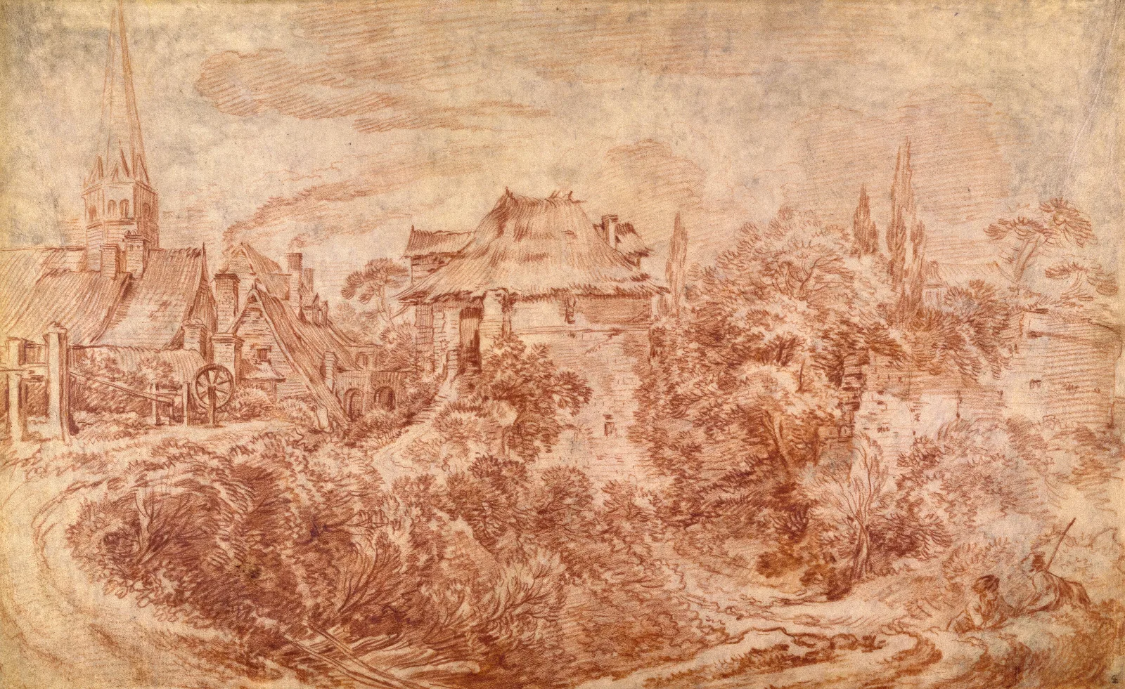 Landscape With Figures 12 Wall Art by François Boucher - Canvas Print