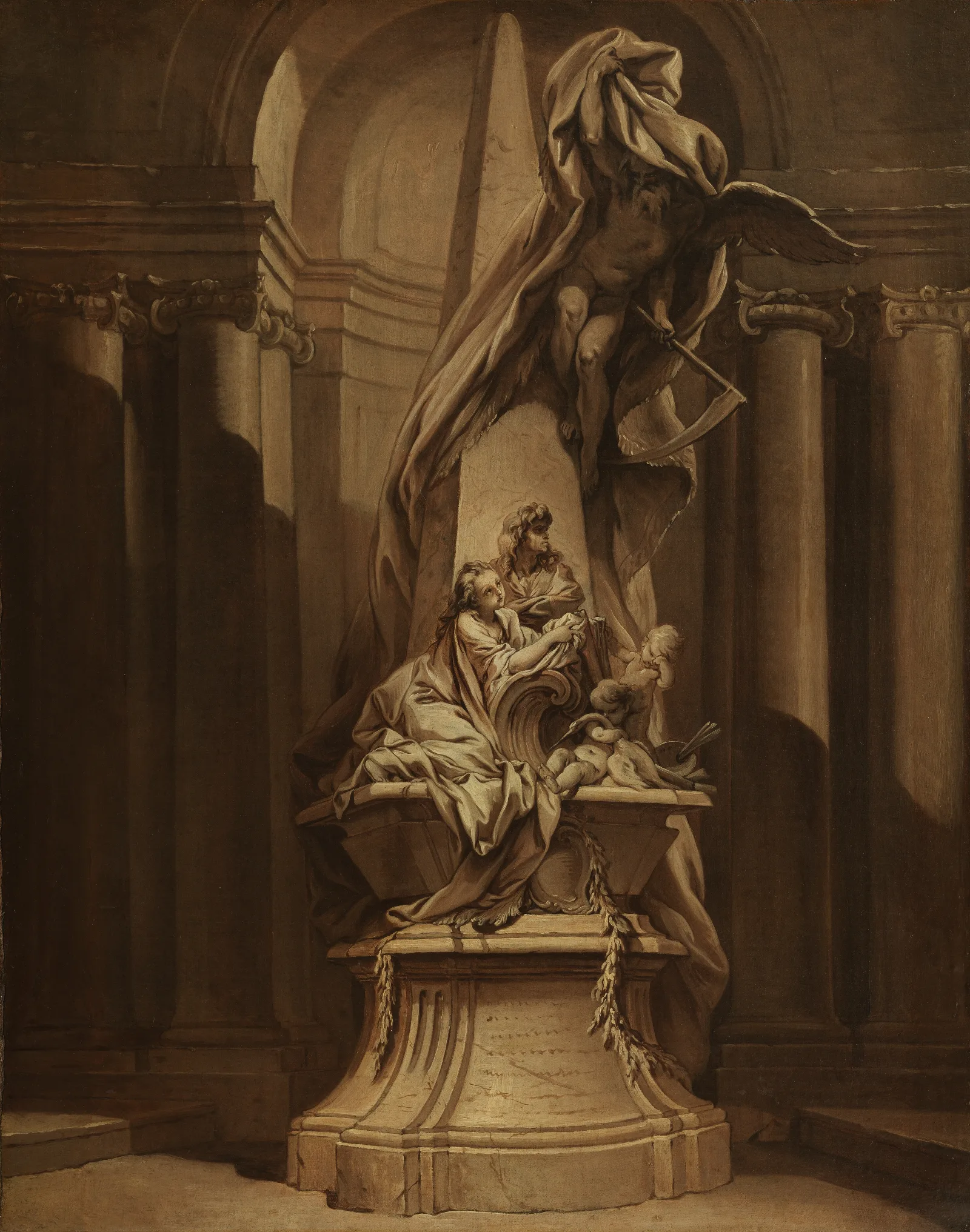 Monument To Mignard Wall Art by François Boucher - Canvas Print