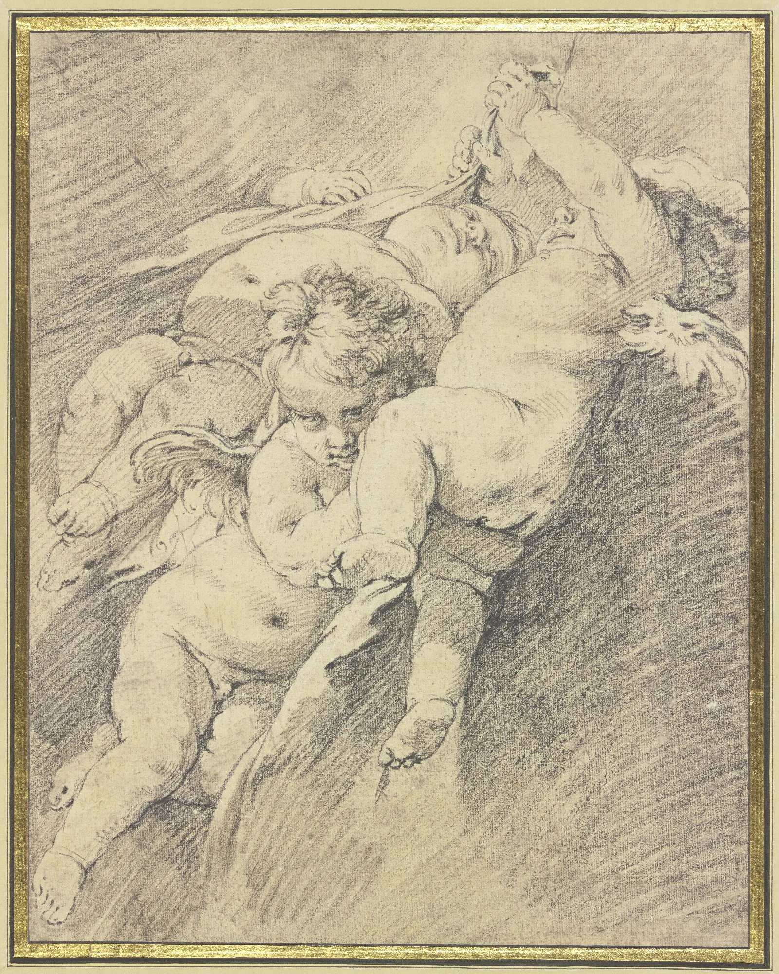 Drei In Der Luft Schwebende Engel Wall Art by François Boucher - Canvas Print