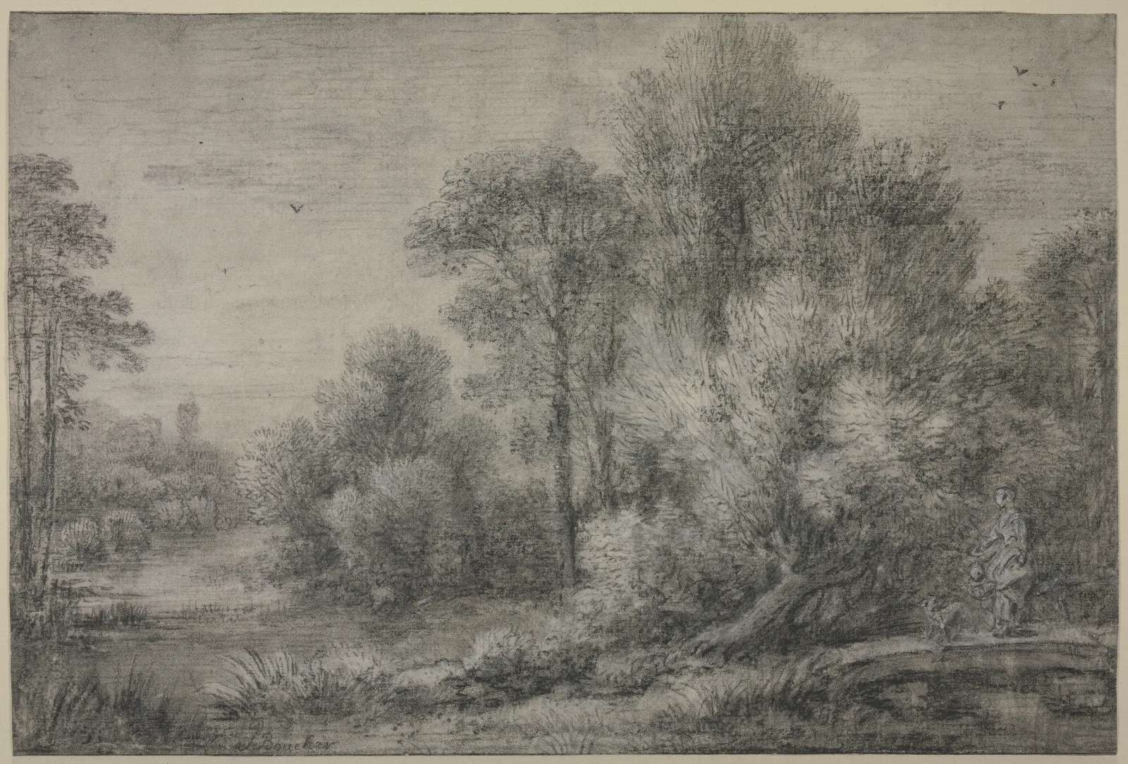 River Landscape 48 Wall Art by François Boucher - Canvas Print