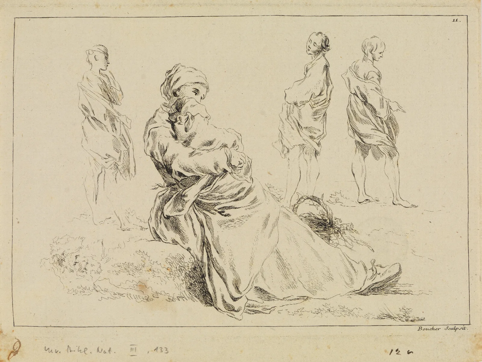 Figure Studies 40 Wall Art by François Boucher - Canvas Print