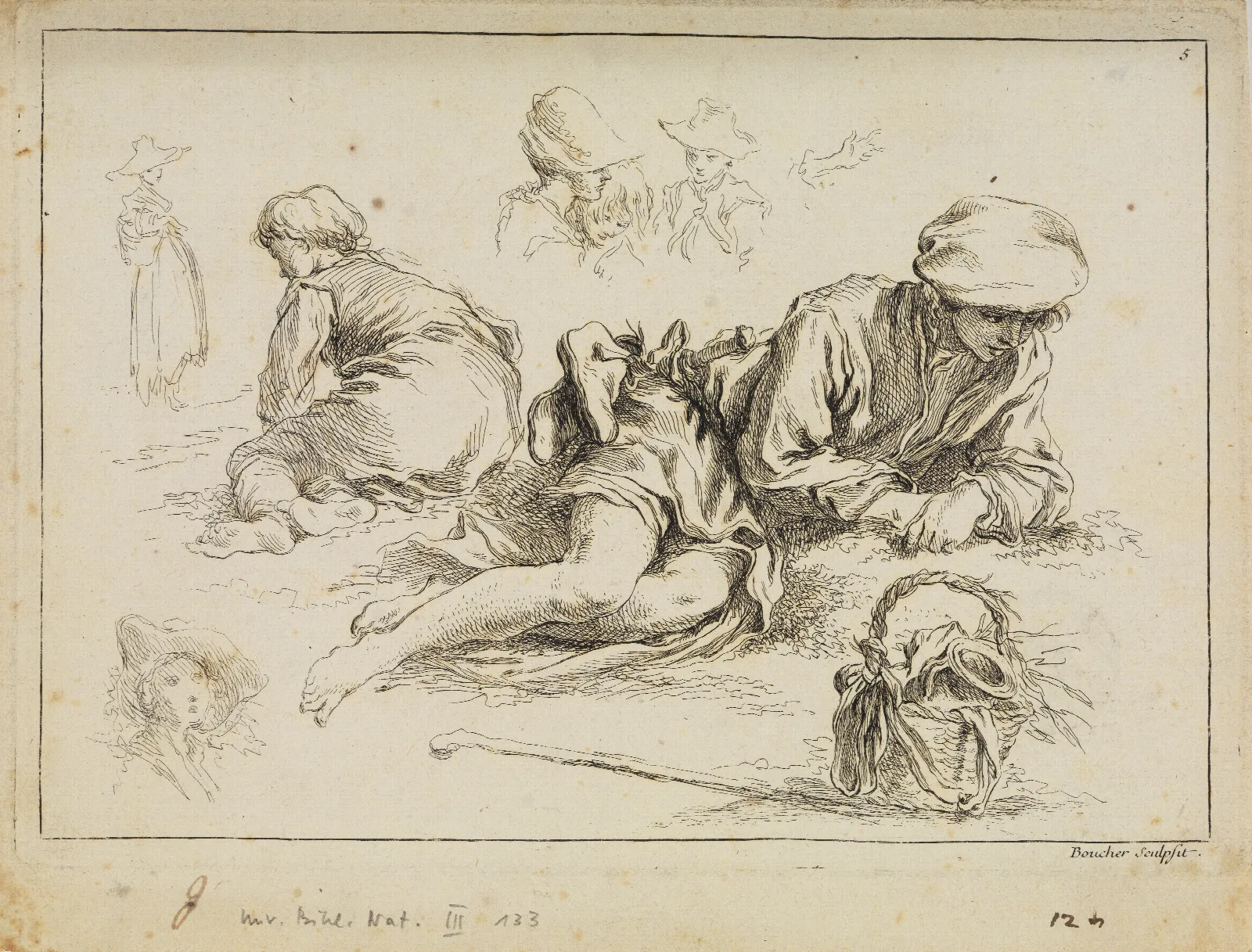 Figure Studies 44 Wall Art by François Boucher - Canvas Print