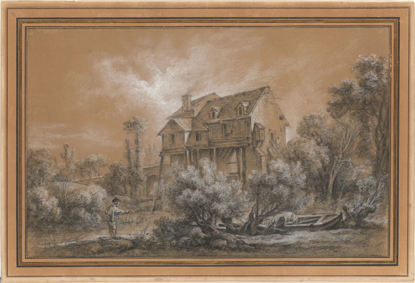 The Quiquengrogne Mill At Charenton Wall Art by François Boucher - Canvas Print
