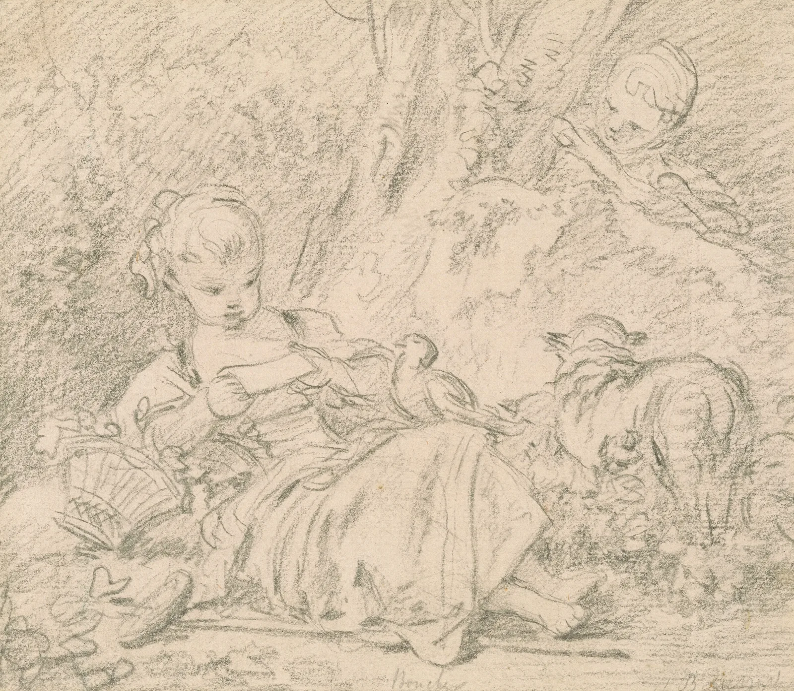 Youthful Shepherdess Wall Art by François Boucher - Canvas Print