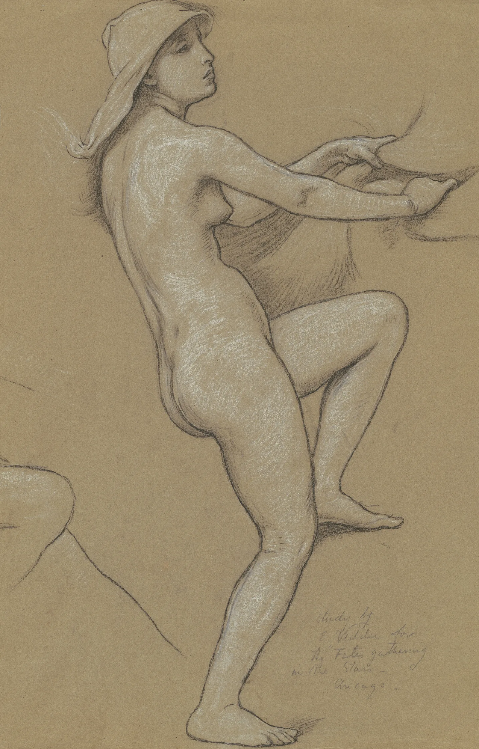 Study For The Fates Gathering In The Stars Ii Wall Art by Elihu Vedder - Canvas Print