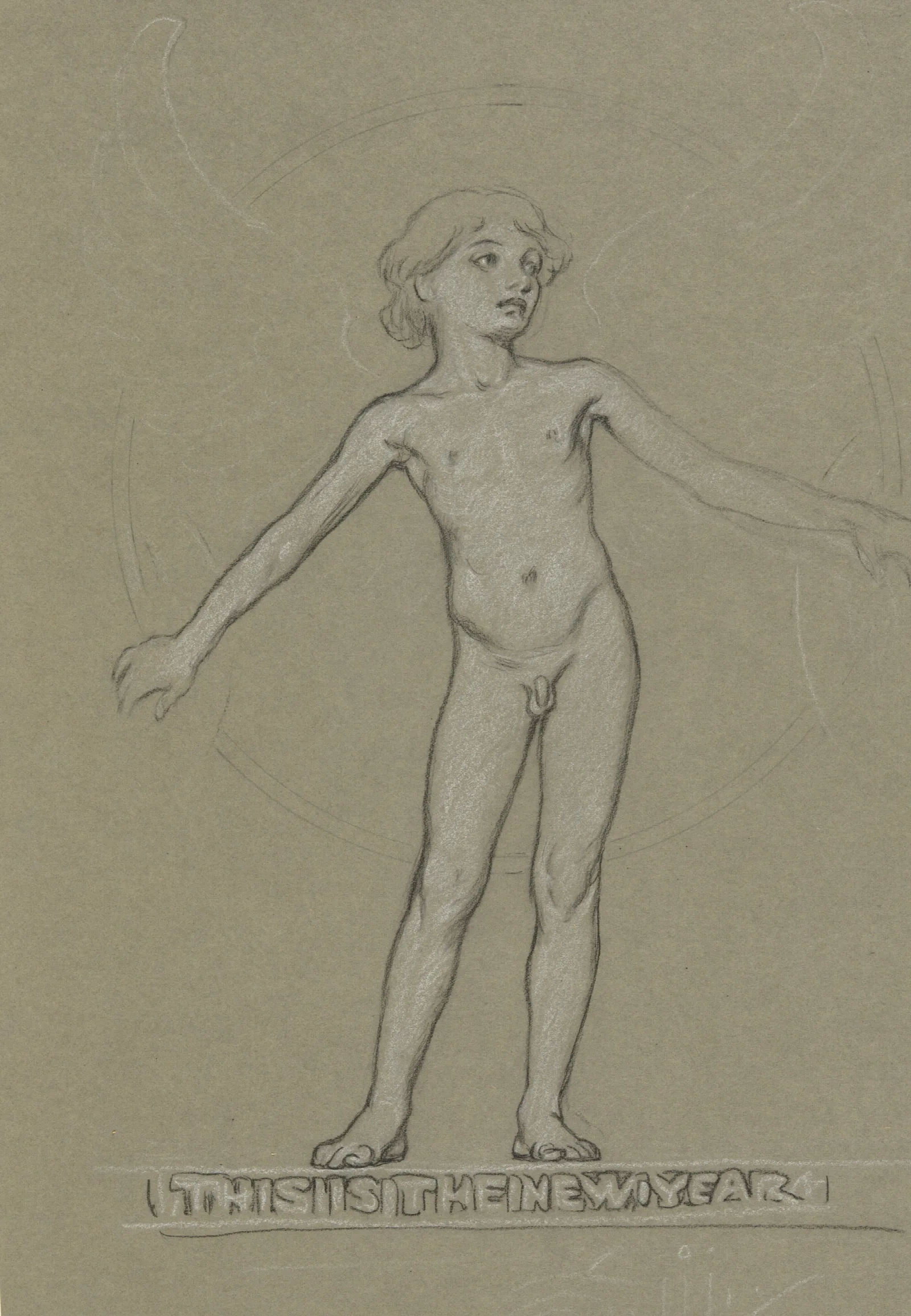 Study For Winged Youth The New Year Wall Art by Elihu Vedder - Canvas Print