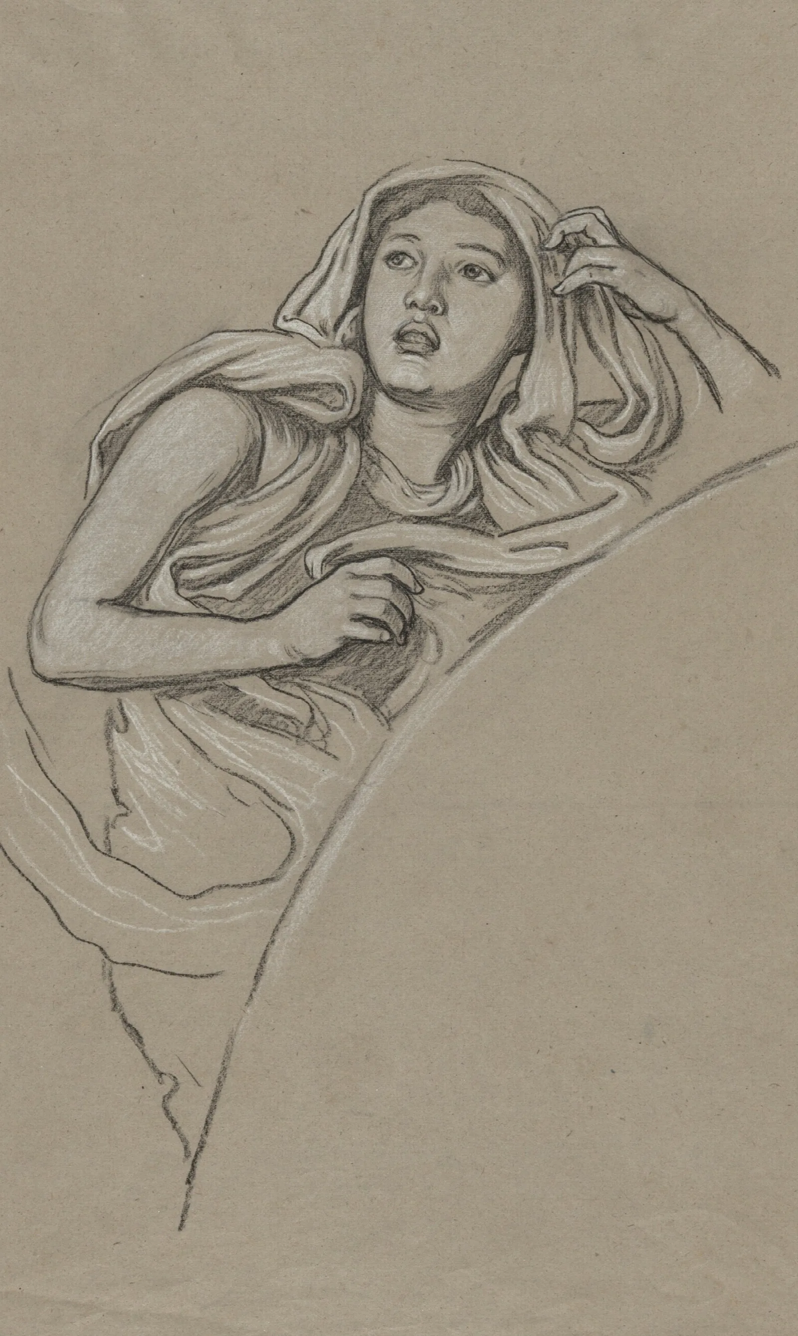 Study For Figure To Right Of Luna Wall Art by Elihu Vedder - Canvas Print